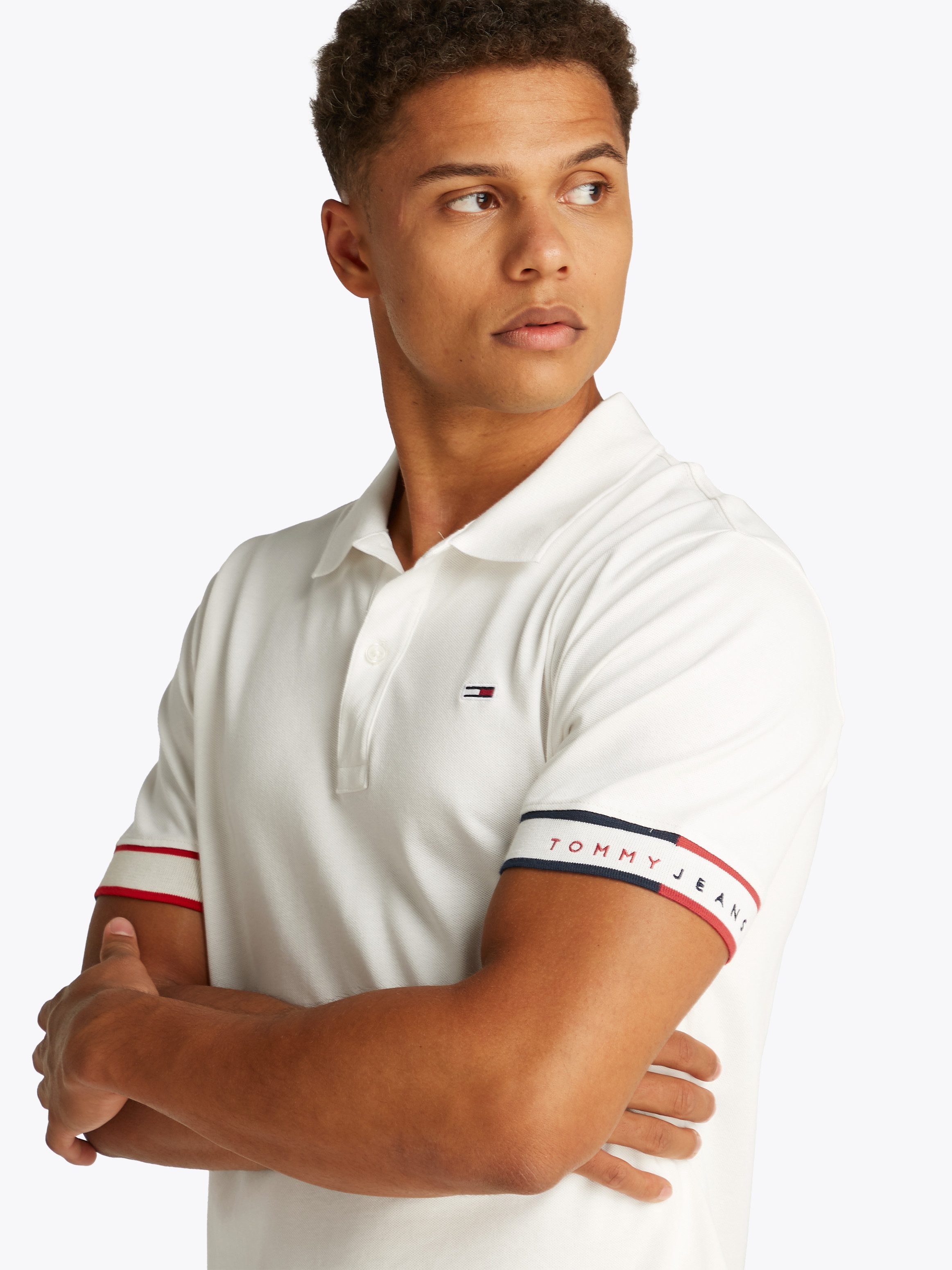 TOMMY JEANS Poloshirt TJM SLIM FLAG CUFF POLO EXT
