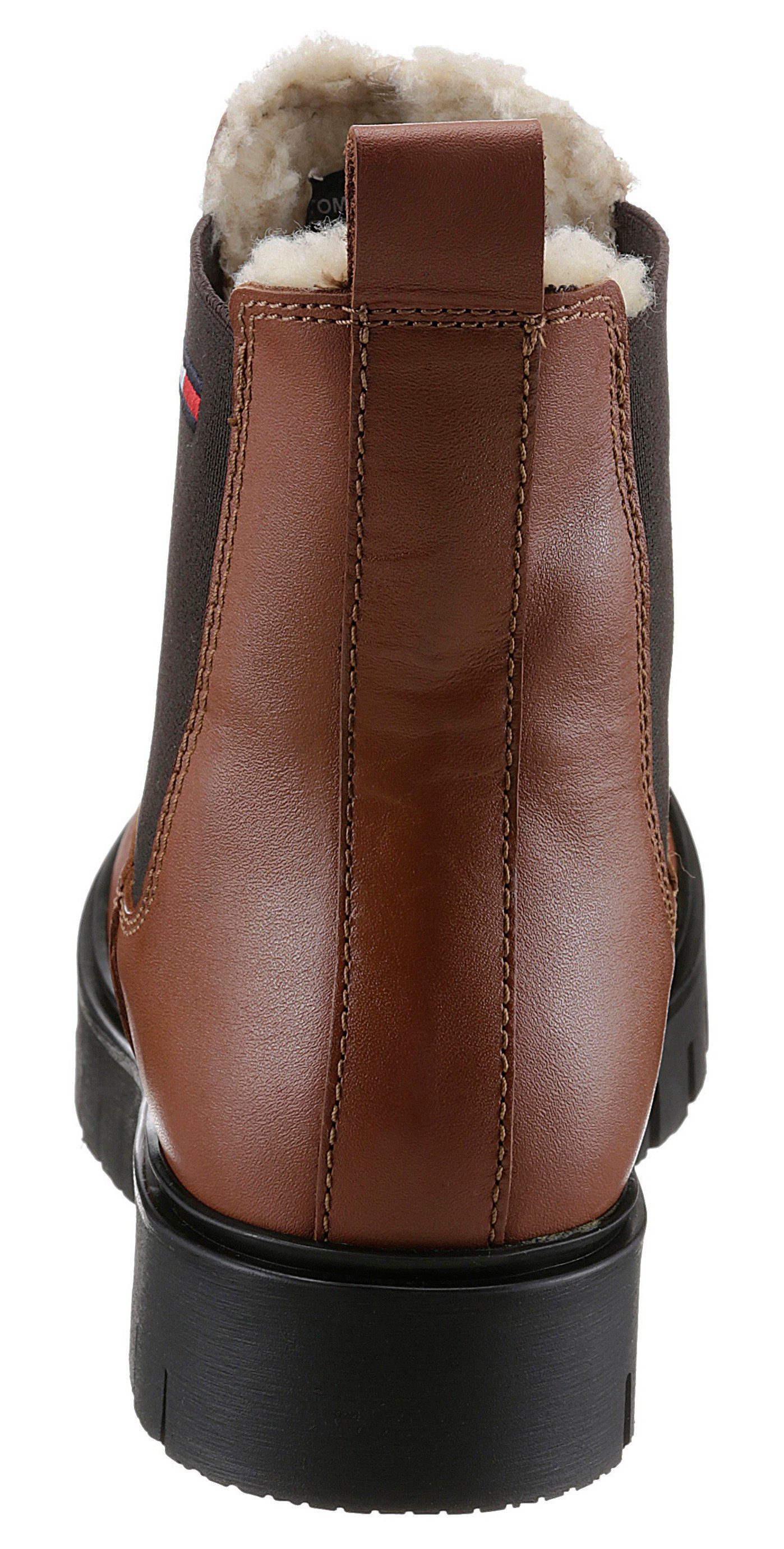 TOMMY JEANS Winterlaarzen WARMLINED CHELSEA BOOT , blokhak, plateau, business schoen met profielzool