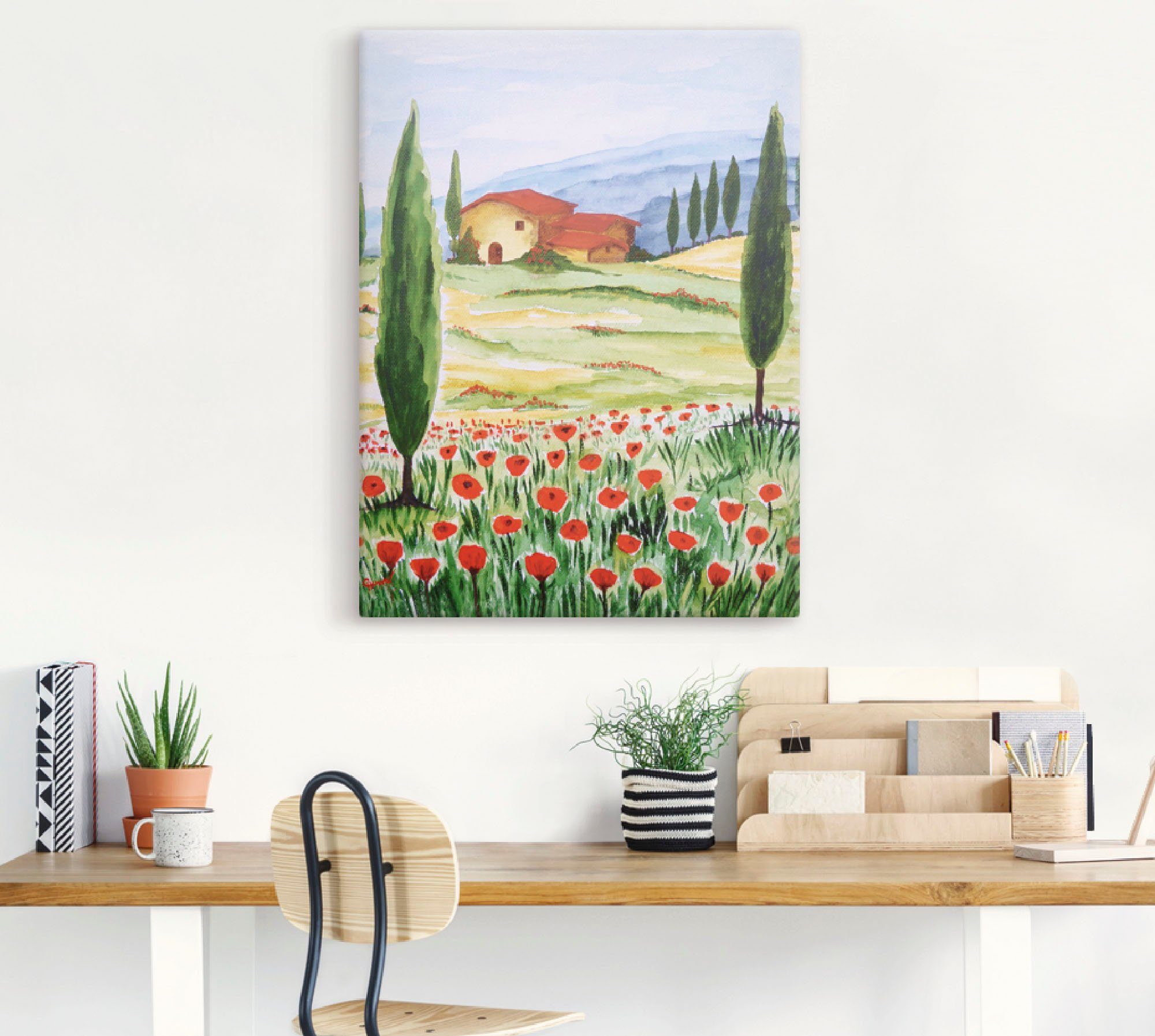 Artland Artprint Bloeiende papaver in Toscane als artprint op linnen, muursticker of poster in verschillende maten