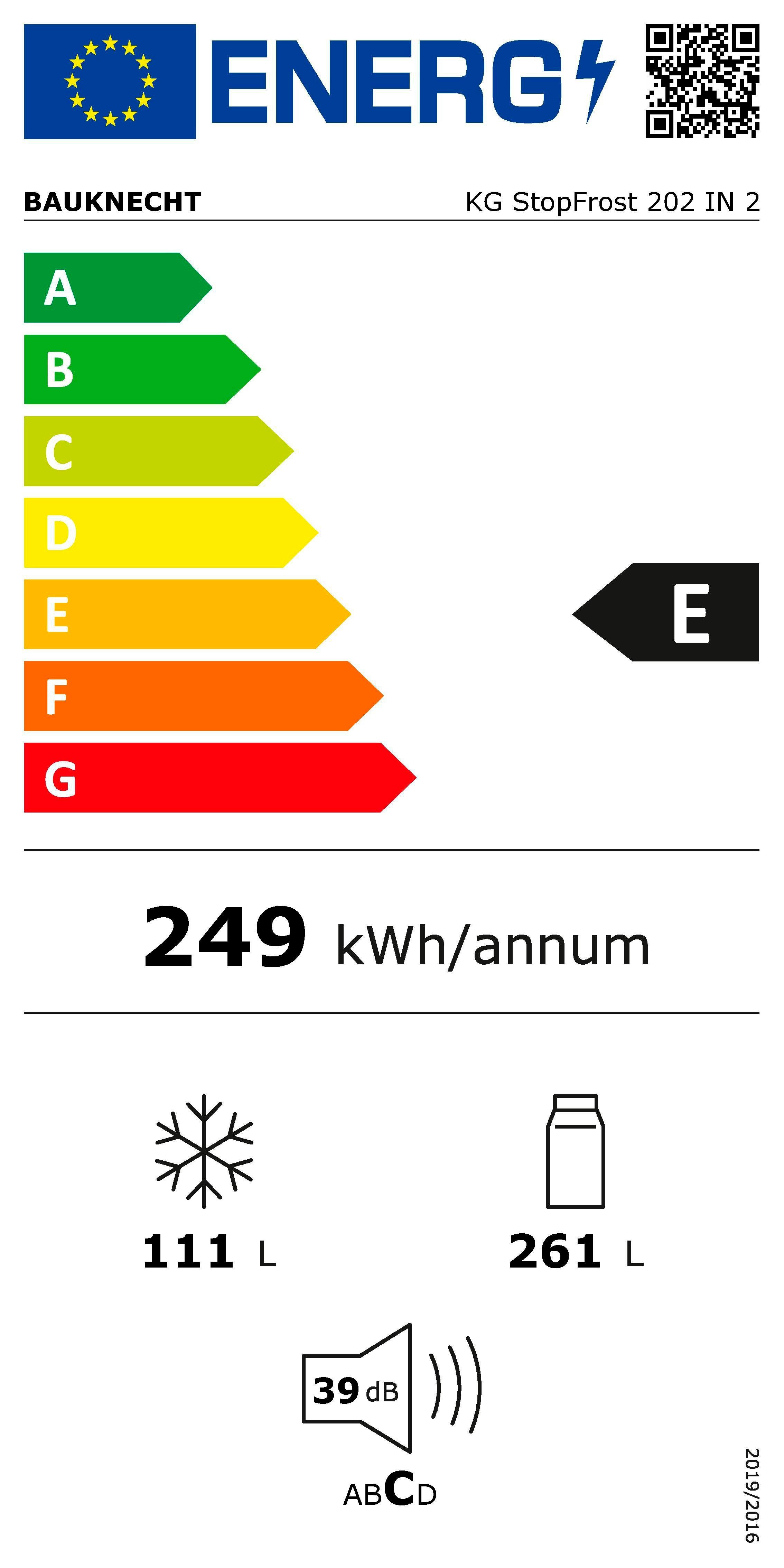 BAUKNECHT Koel-vriescombinatie KG STOPFROST 202 IN 2