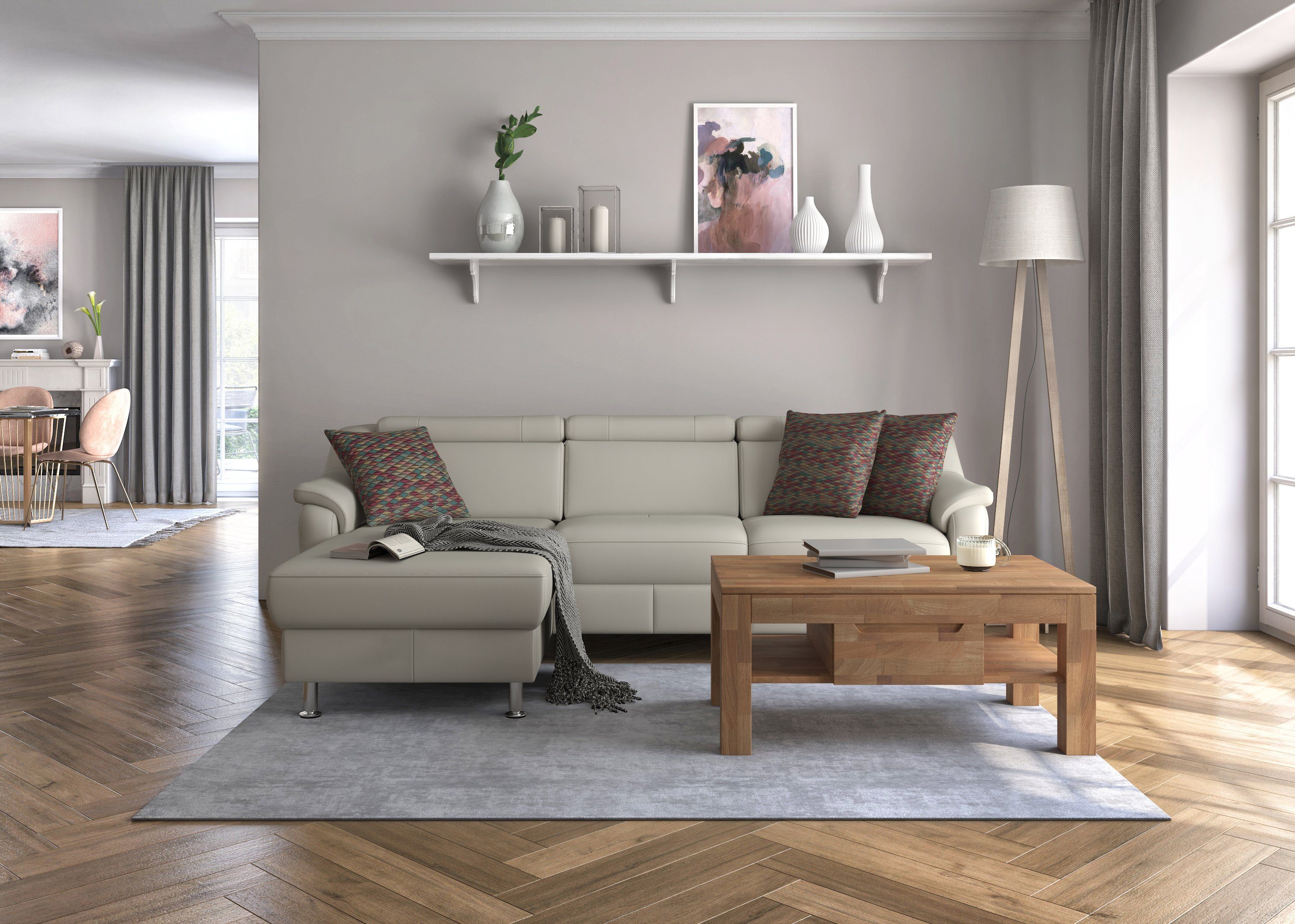 sit&more Hoekbank Freetown L-vorm met verstelbare hoofdsteun en comfortabele binnenvering