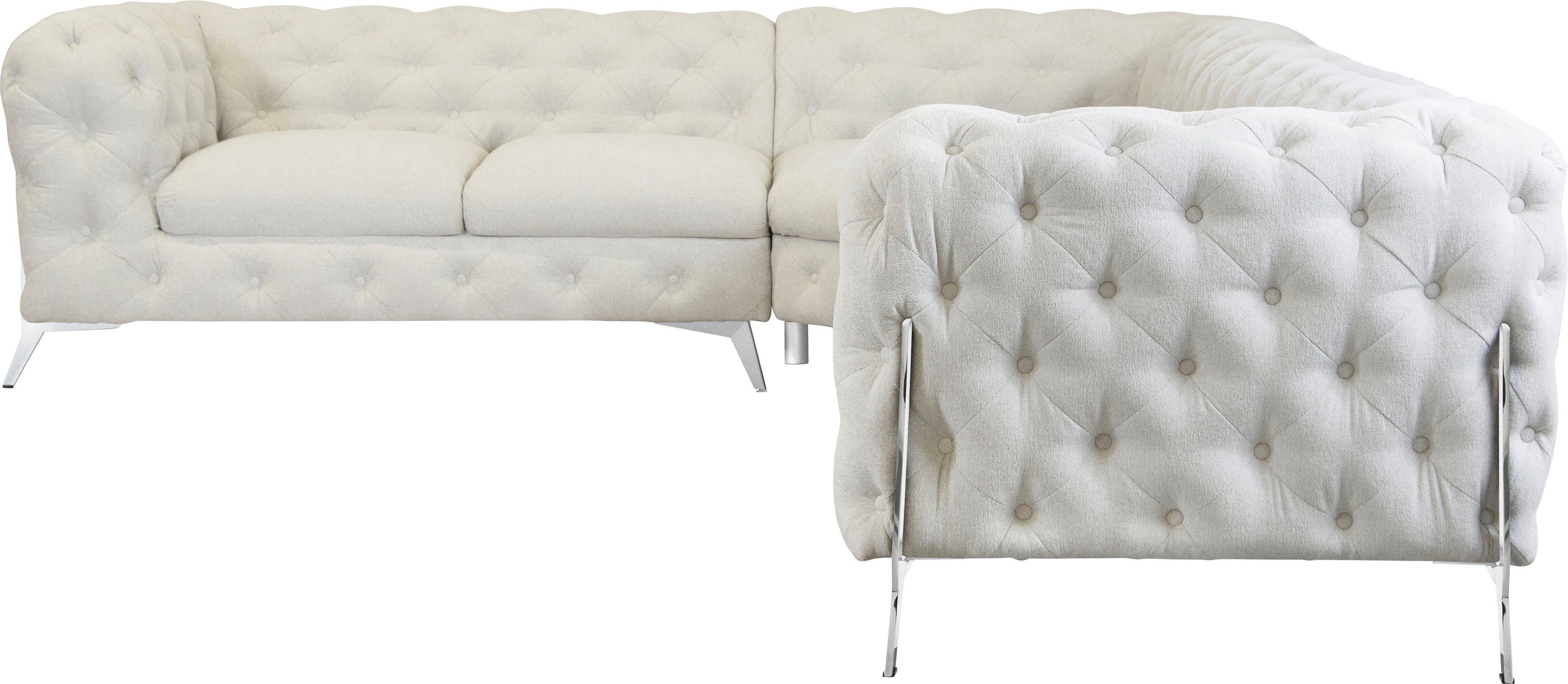 Leonique Chesterfield-bank Amaury L-vorm grote hoekbank, chesterfield-look, breedte 323 cm, kleur van de poten ter keuze