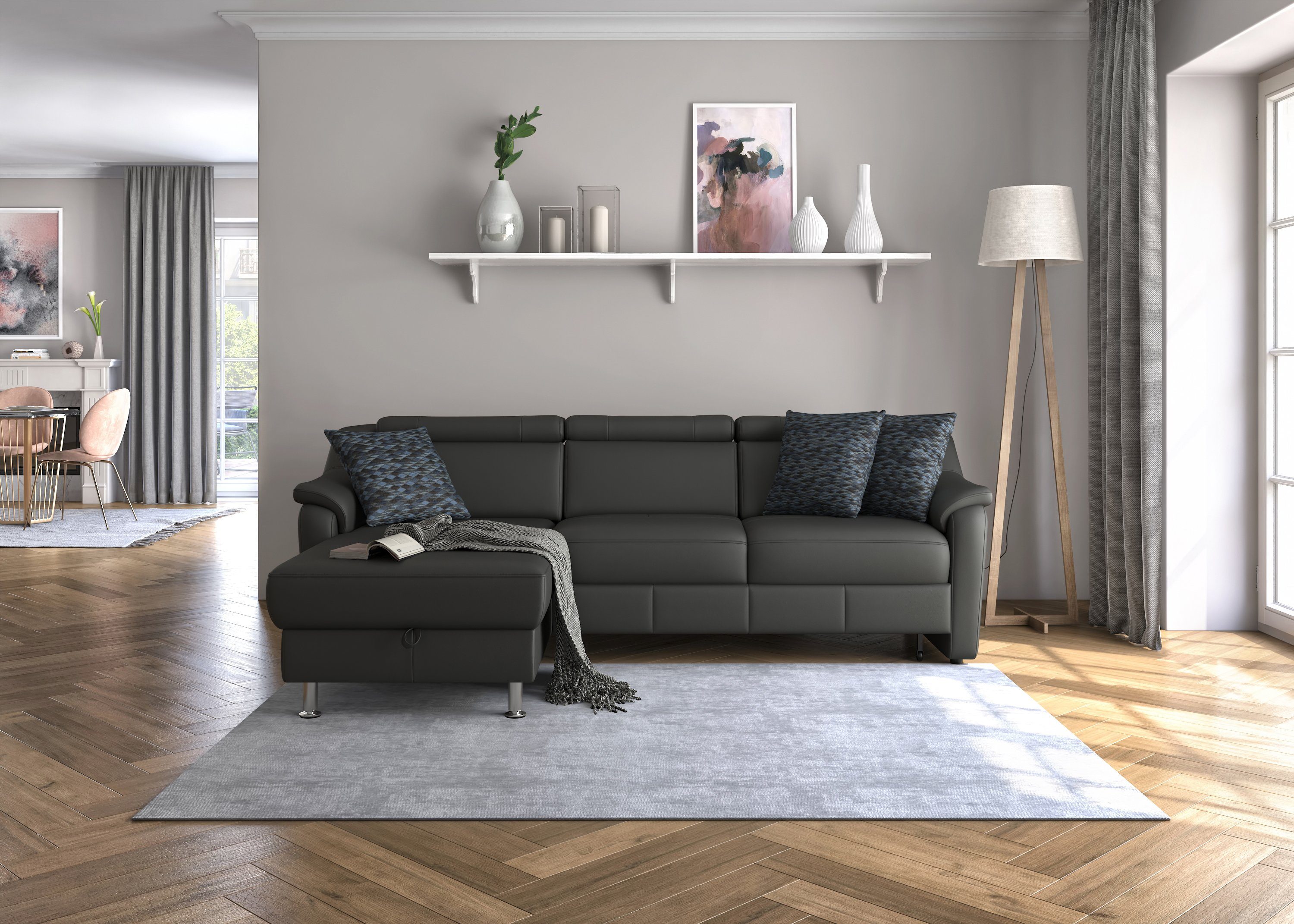 sit&more Hoekbank Freetown L-vorm met verstelbare hoofdsteun en comfortabele binnenvering