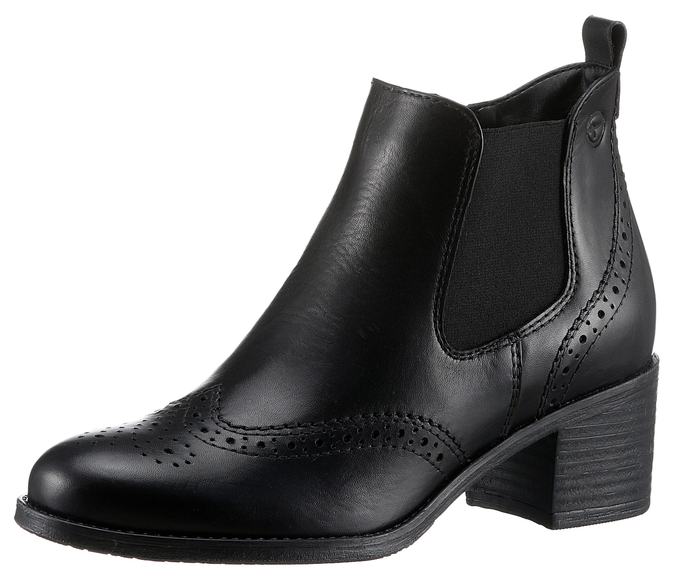 Tamaris Chelsea-boots blokhak, enkellaars, ankleboots met elegante lyra-perforatie