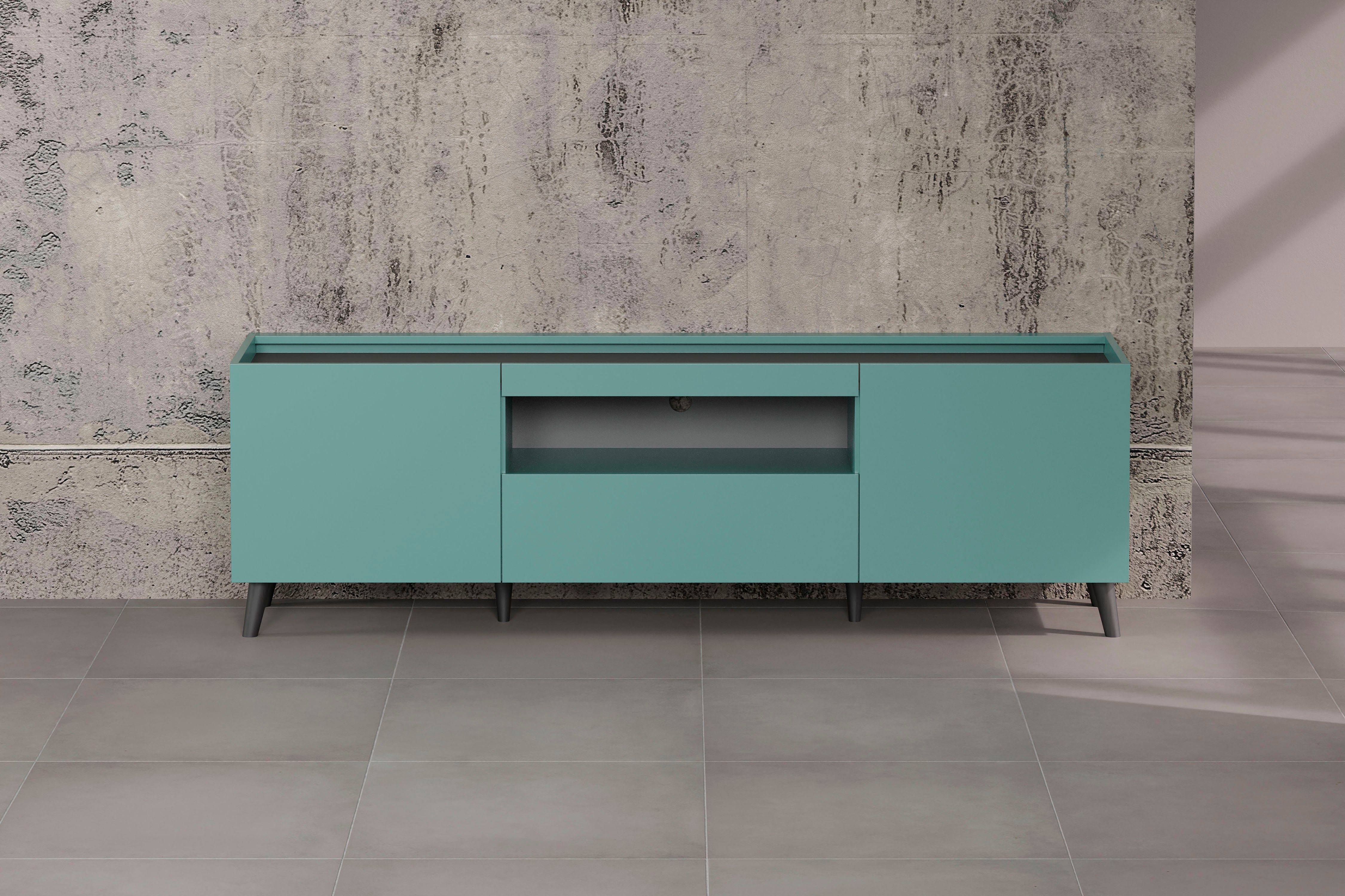 andas Tv-meubel Mikkeline mat, bxh: ca. 181 x 60 cm, tv-kast, blauw, turquoise (1 stuk)