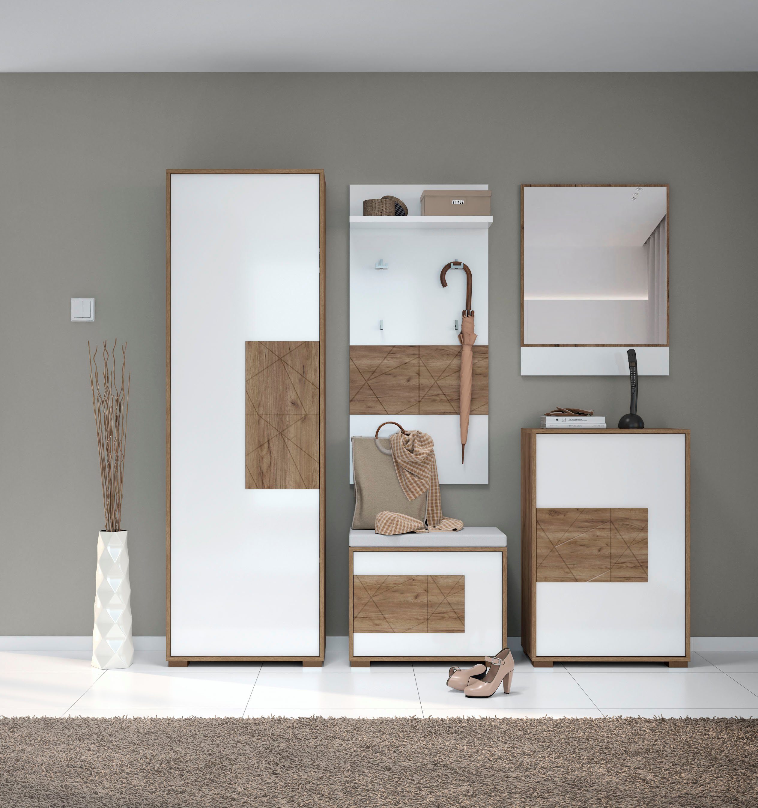 Places of Style Halmeubelset Stela Hoogglans UV-gelakt (set, 5-delig)