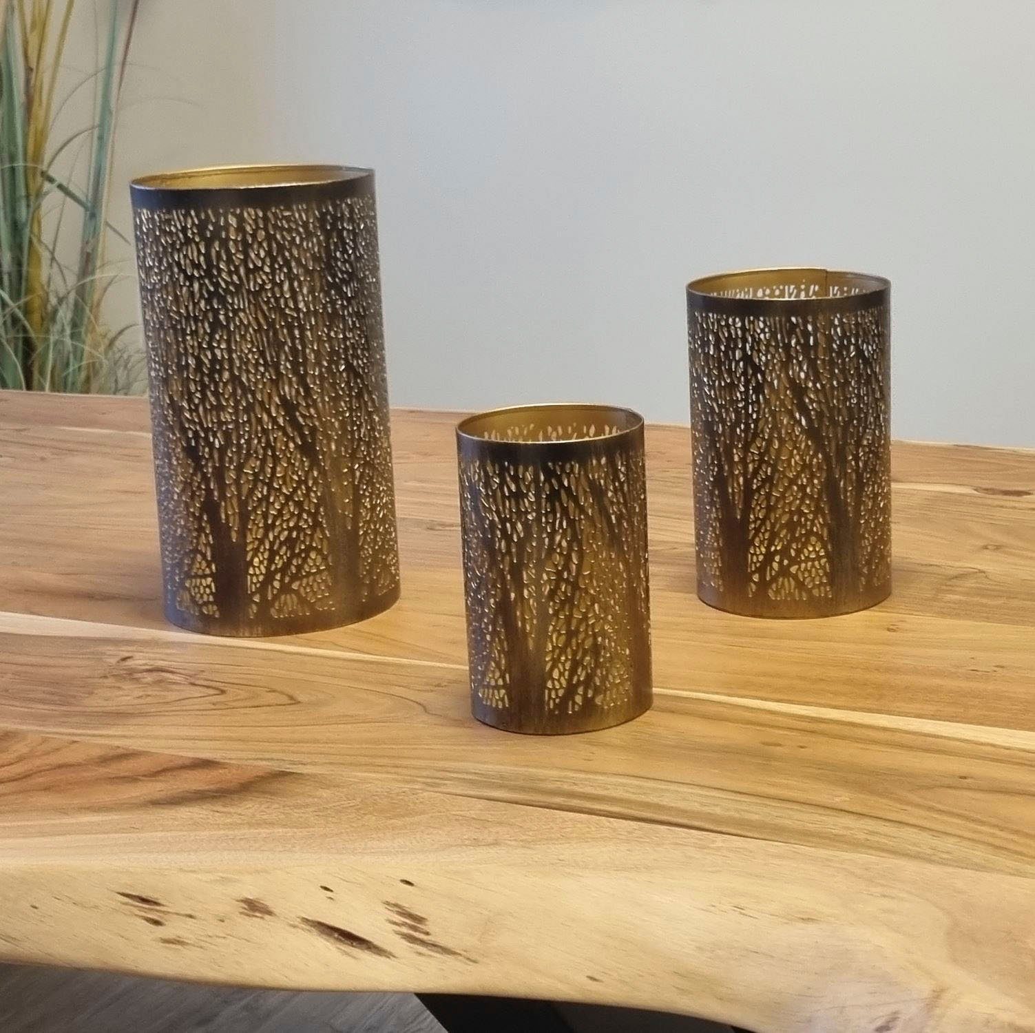Ambiente Haus Lantaarn met kaars Stompkaarsenhouder Bosontwerp, Hoogte ca. 16 cm (1 stuk)