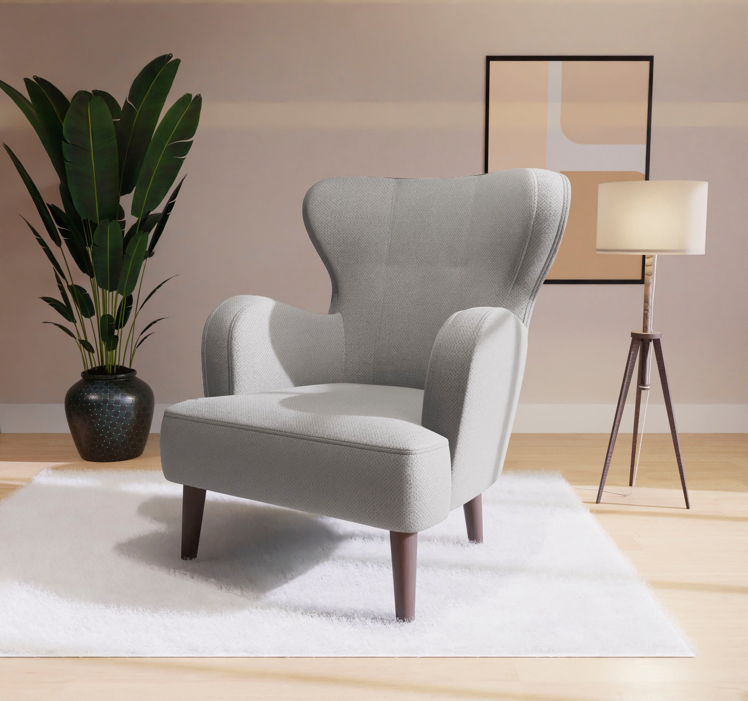 Home affaire Fauteuil Sicilia moderne oorfauteuil/vleugelstoel fauteuils grijs