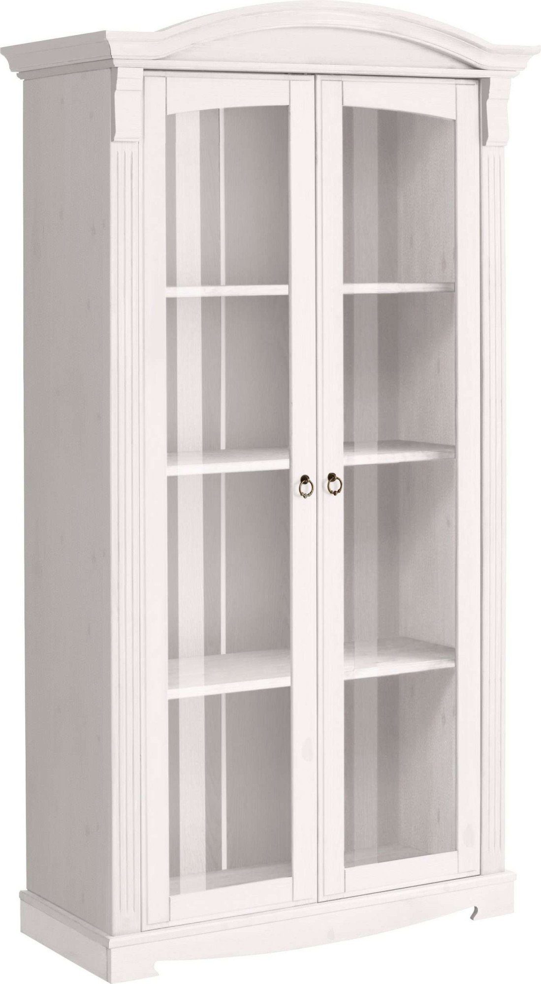 Home affaire Vitrinekast ANNA gecertificeerd massief hout, in romantische landelijke stijl, hoogte 194 cm vitrinekasten wit