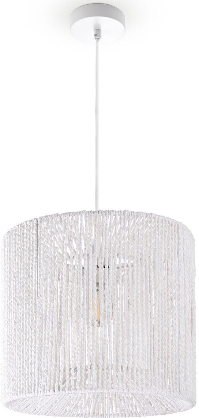Paco Home Hanglamp Hugo Ramira Woonkamer eetkamer rattan look Boho kap papier E27 modern