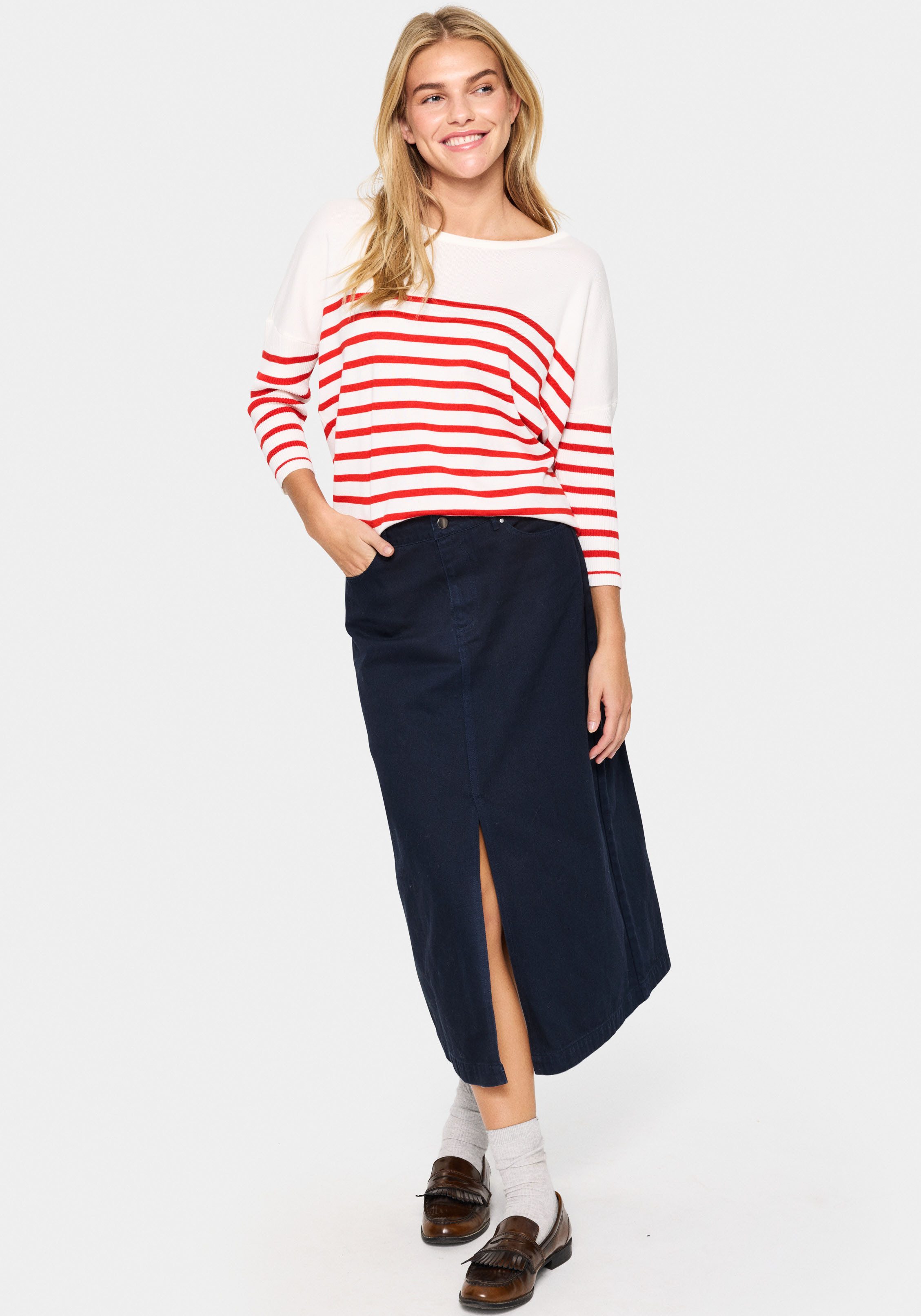 Saint Tropez Gebreide trui MilaSZ R-neck Stripe