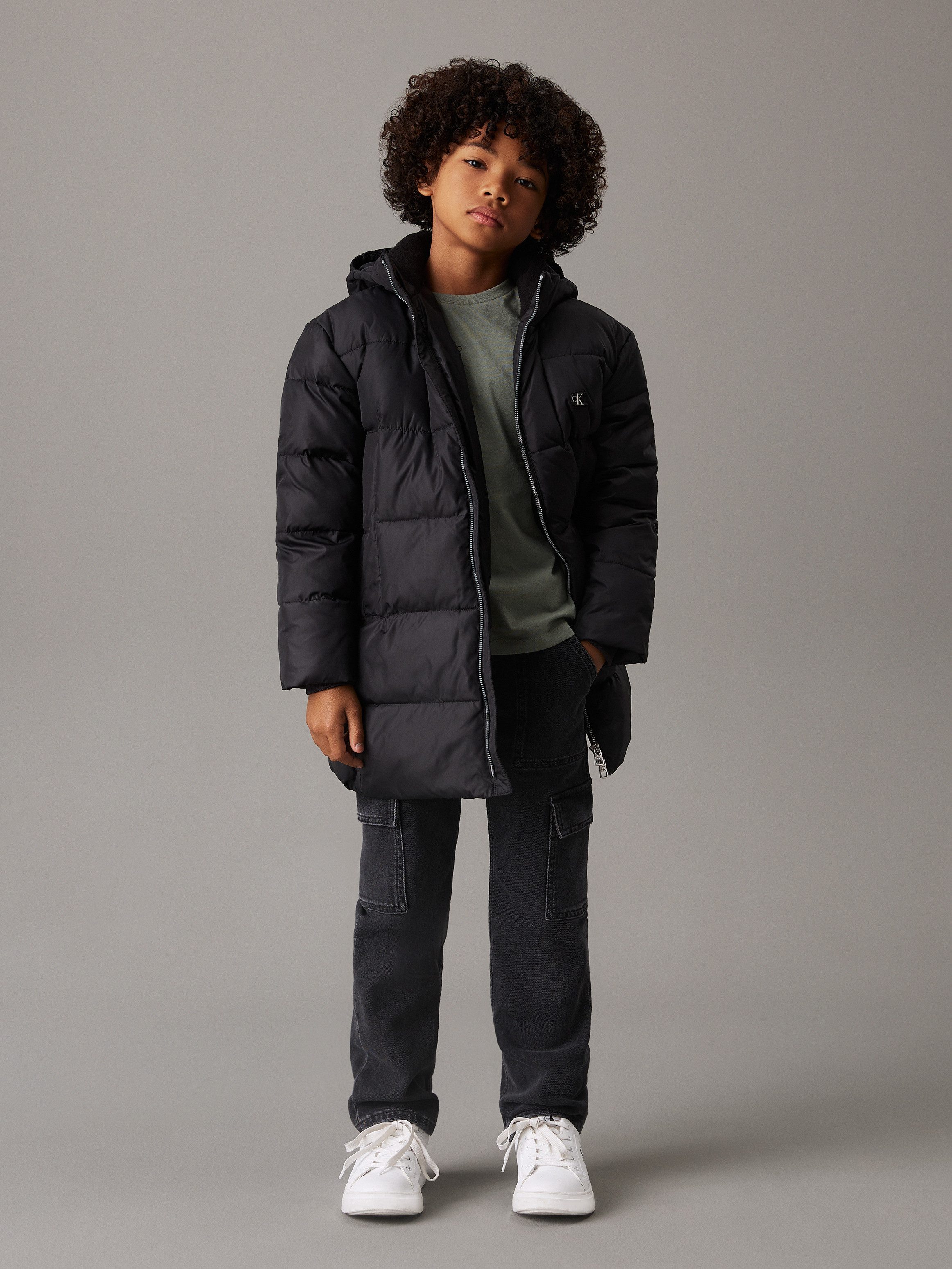 Calvin Klein Parka ESSENTIAL PARKA PUFFER voor kinderen tot 16 jaar en met logo-patch