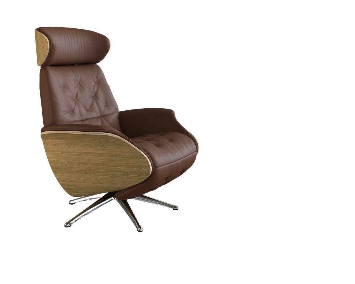 FLEXLUX Relaxfauteuil Volden praktische elektrische fauteuil Maat M, elektrische rug- en voetensteun, accu, armleuning Eiken, aluminium voet
