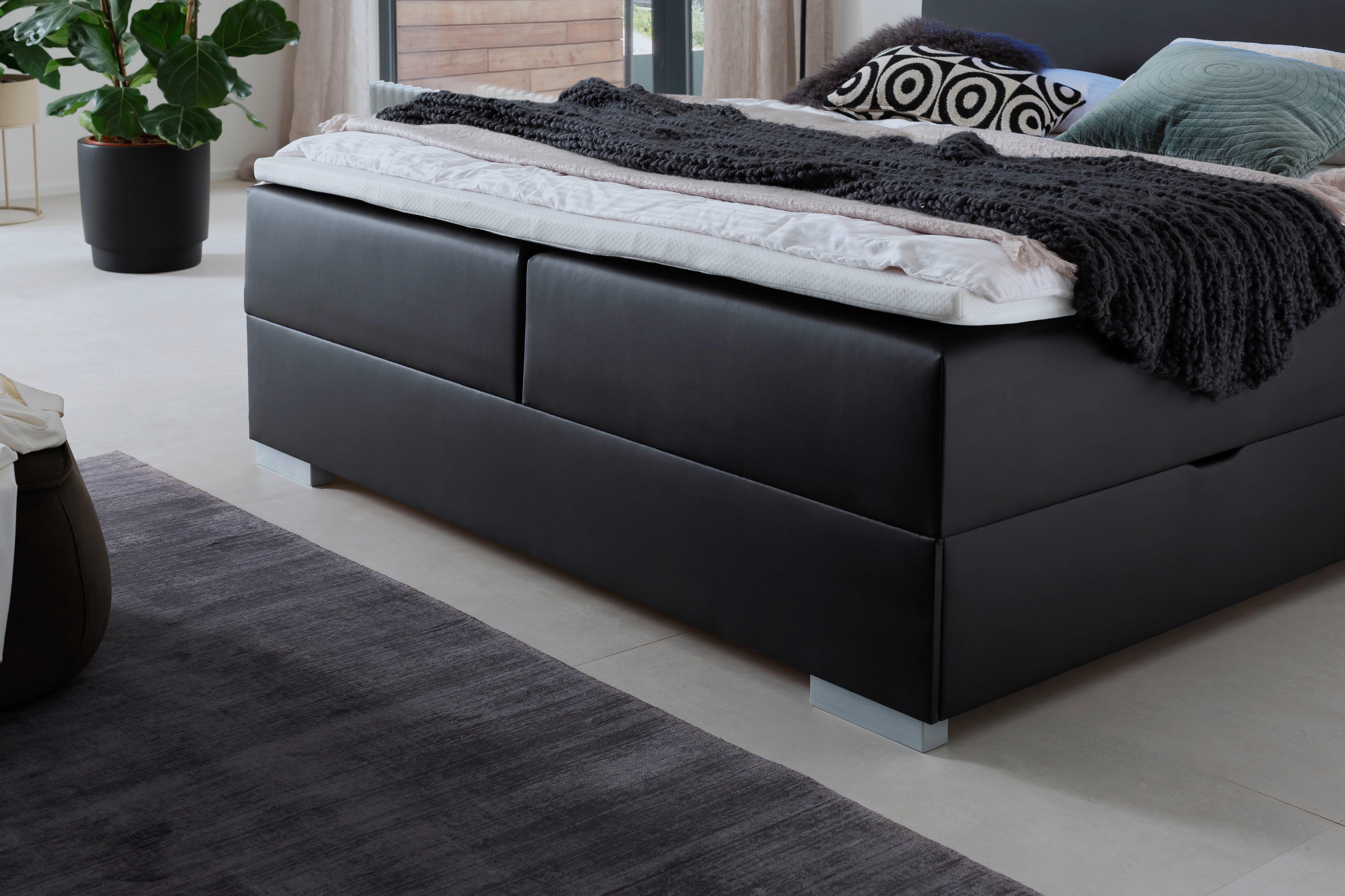meise.möbel Boxspring Las Vegas 2 inclusief ledverlichting in het hoofdbord, met bedkist en topmatras