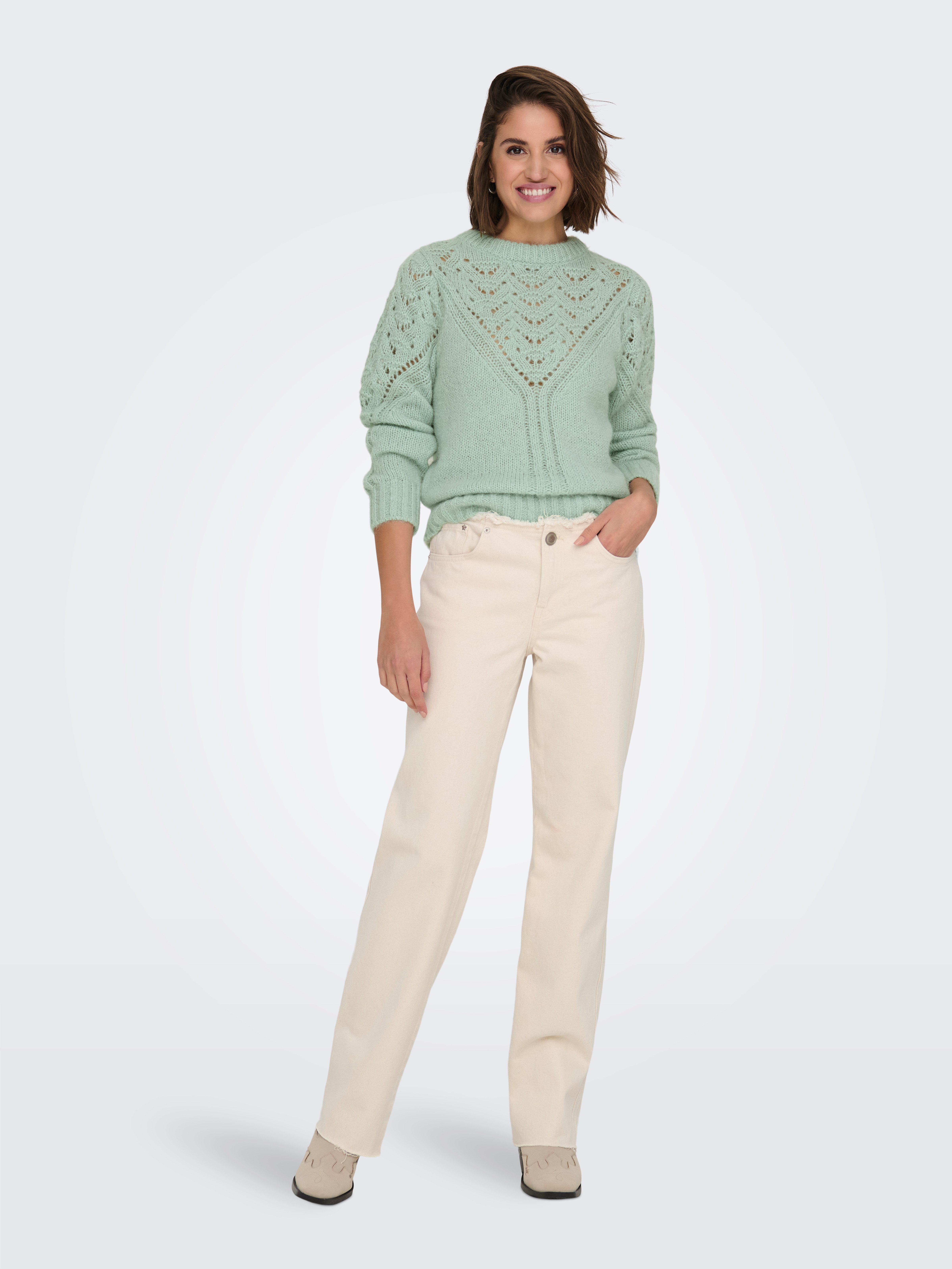 Only Trui met ronde hals ONLALPINA L/S LIFE O-NECK CC KNT