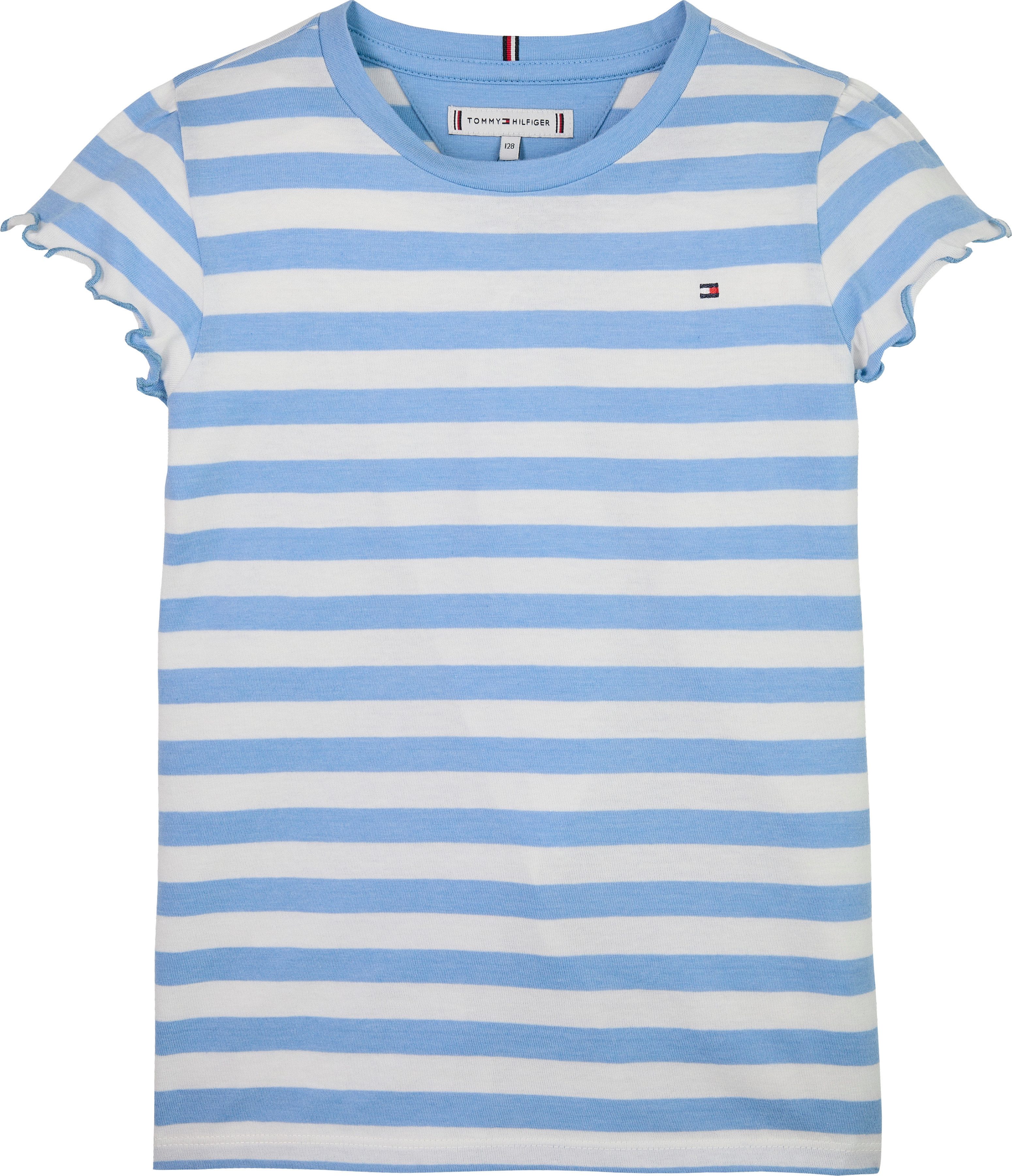 Tommy Hilfiger T-shirt ESSENTIAL STRIPE RUFFLE TOP SS voor kinderen tot 16 jaar, met golvende rand