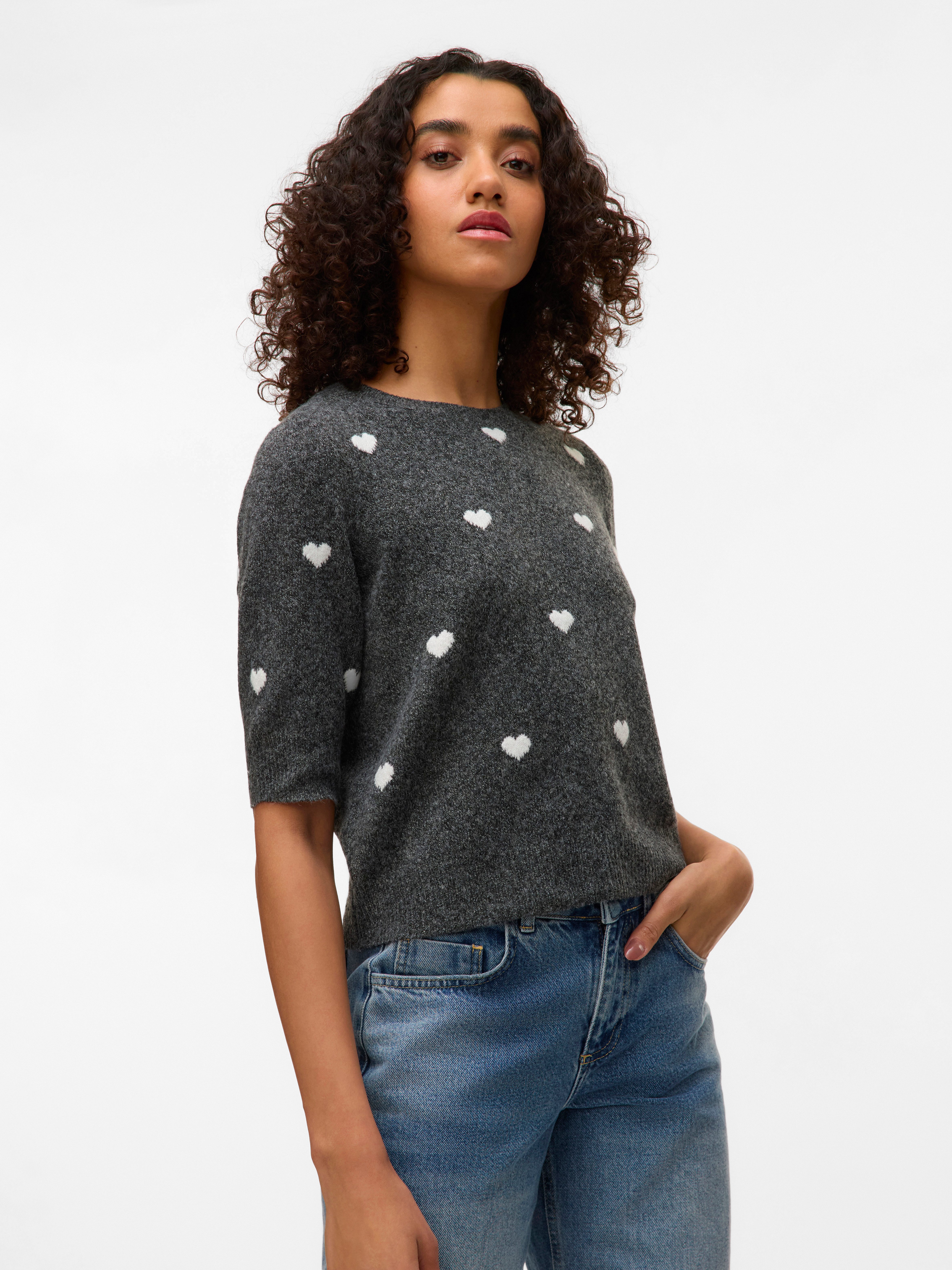 Vero Moda Trui met korte mouwen VMDOFFY INTARSIA 2/4 O-NK PULLOV GA NOOS