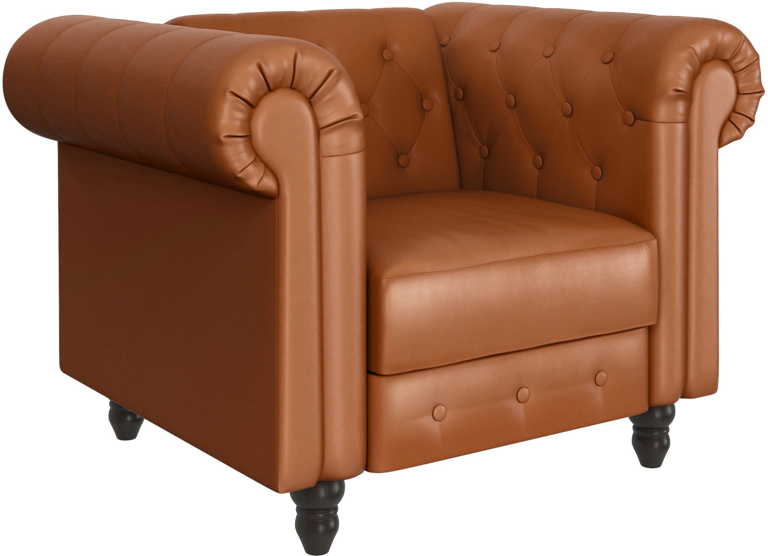Dorel Home Chesterfield-fauteuil Felix met rugleuning 3-voudig verstelbaar, benen massief hout, zithoogte 46 cm