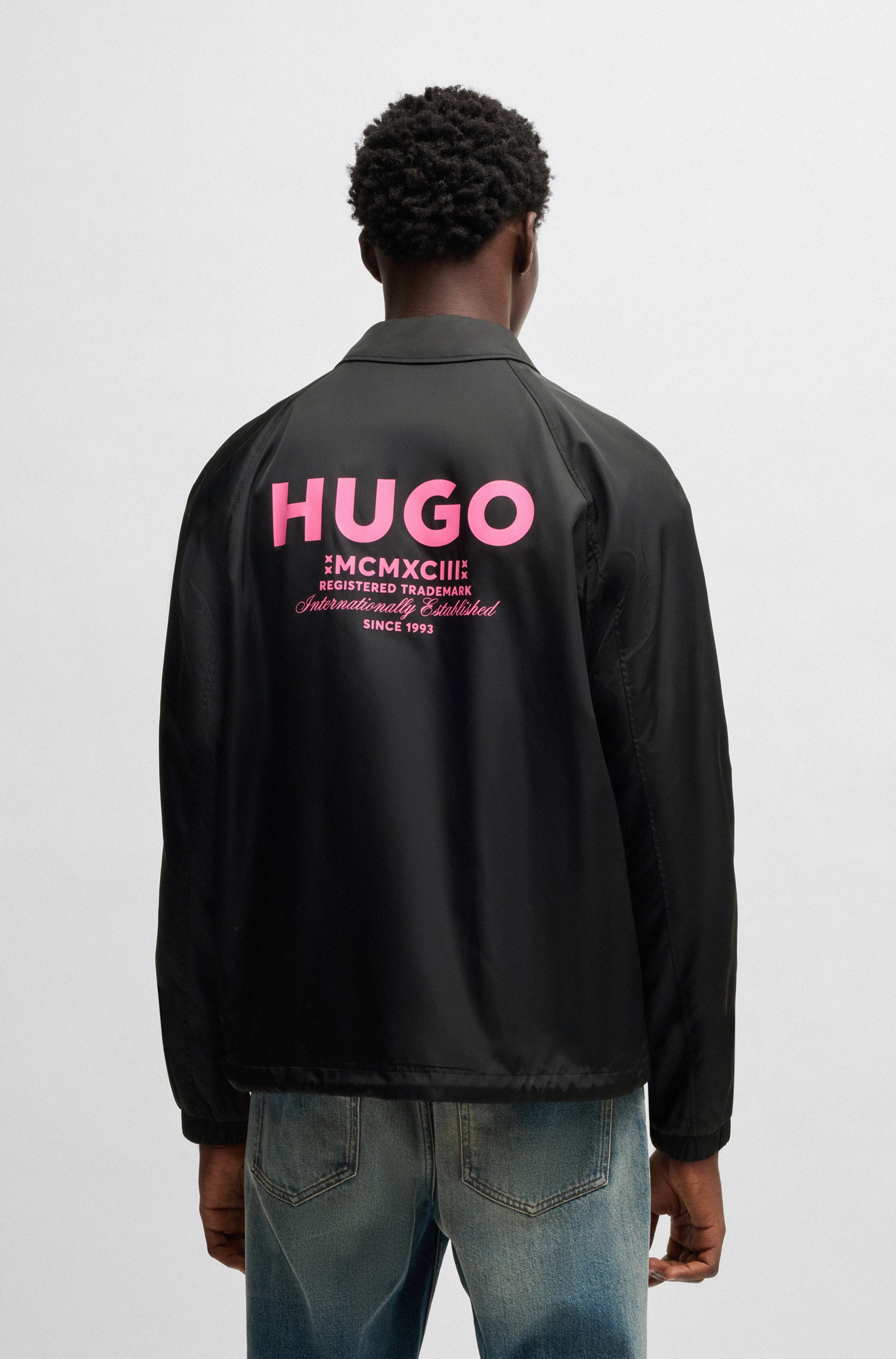 HUGO Blue Functioneel jack Biyo2521 Overshirt met contrasterende print