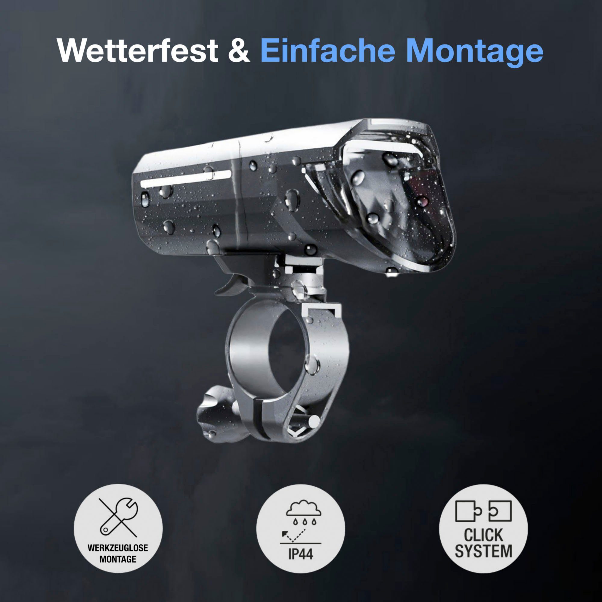 Fischer Fietskoplamp Led-accu frontlicht 100 lux groot licht