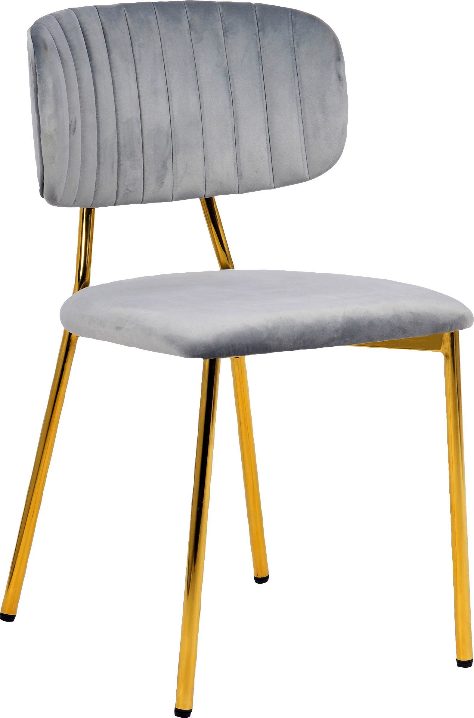 Kayoom Eetkamerstoel Stoel Kian 125 2-delige set, filigraan metalen frame, onderhoudsvriendelijke fluwelen bekleding (set, 2 stuks) 4 poot stoelen