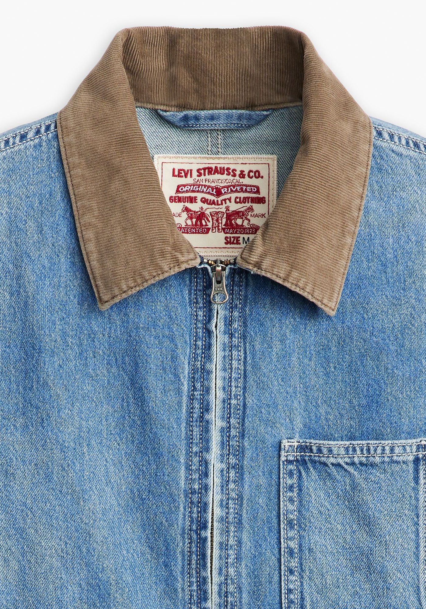 Levi's® Jeansjack FULL ZIP MECHANICS TRKR met rits en kraag met cord-inzet