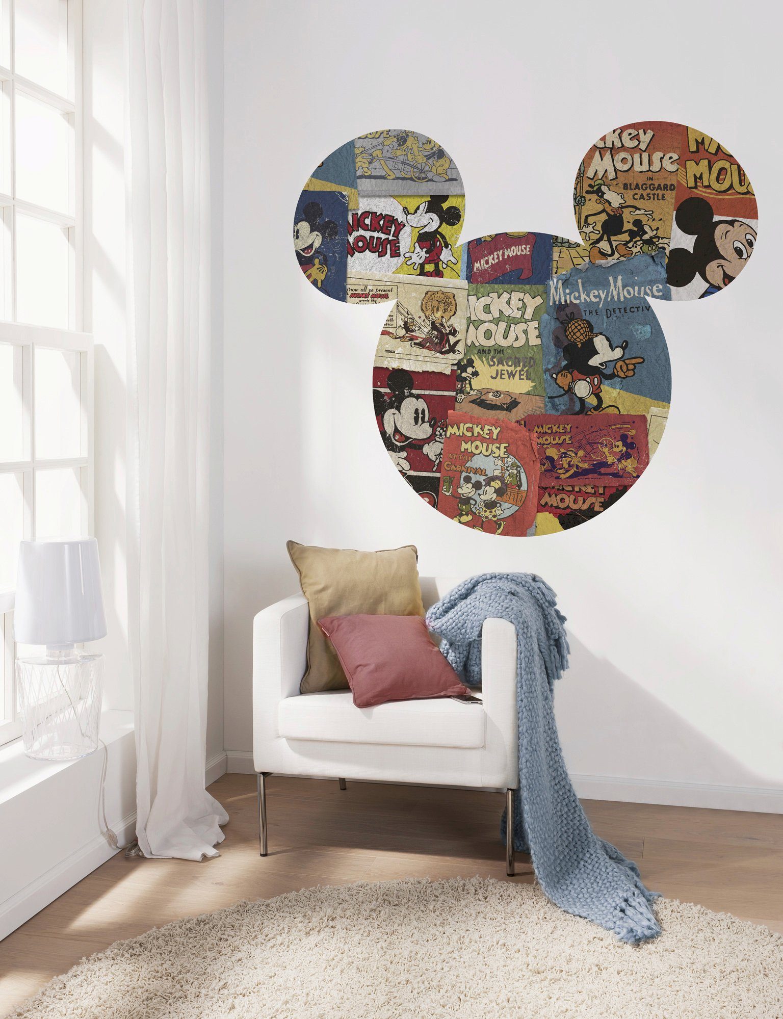 Komar Vliesbehang Zelfklevend vlies - Mickey Head Billboard - Afmeting 125 x 125 cm (1 stuk)