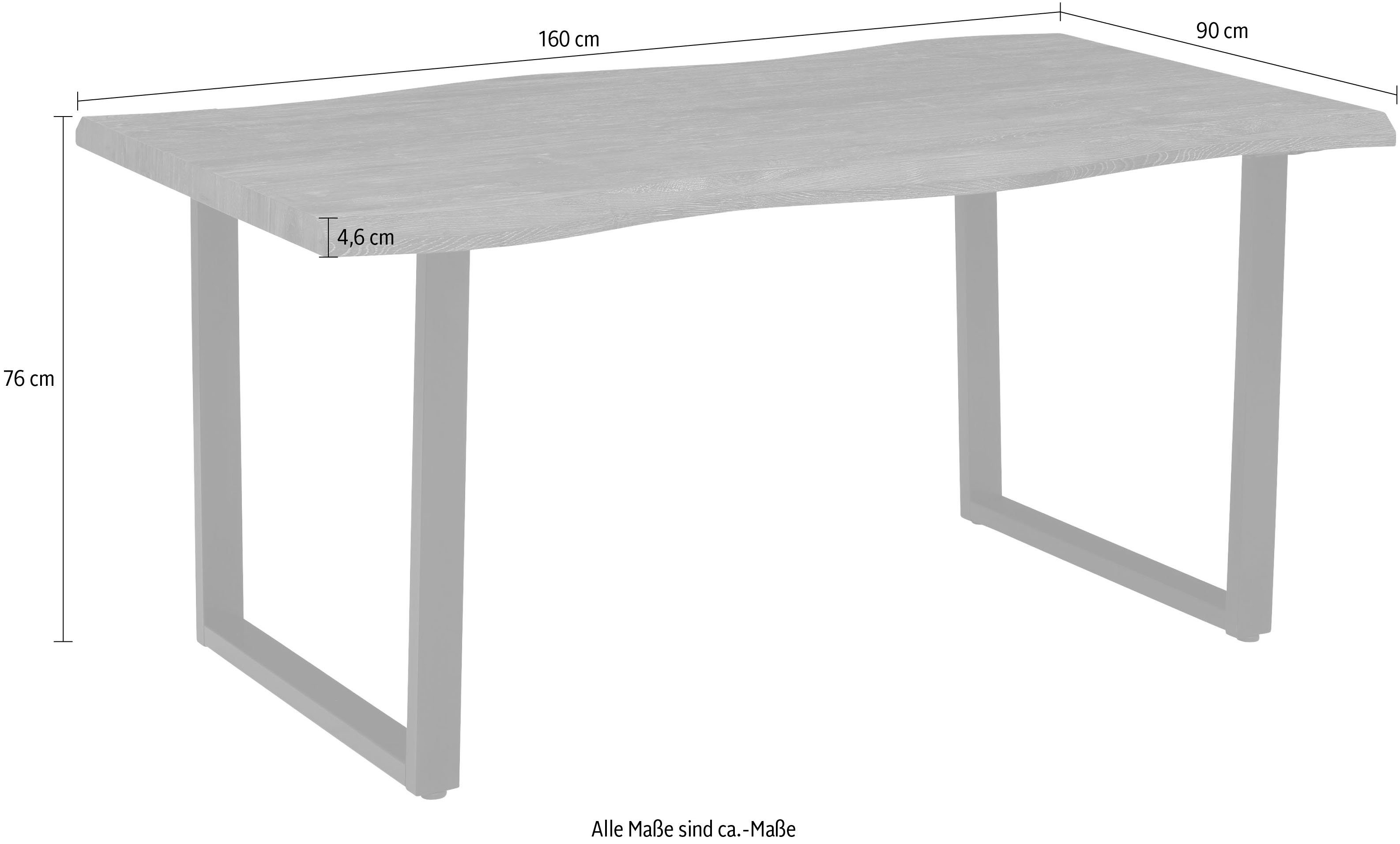 HELA Eettafel GISELLE boomkanttafel, keukentafel, TOPSELLER! OTTOs Choice Sledeframe metaal, industrieel design, 140 - 200 cm breedte, 2 kleuren