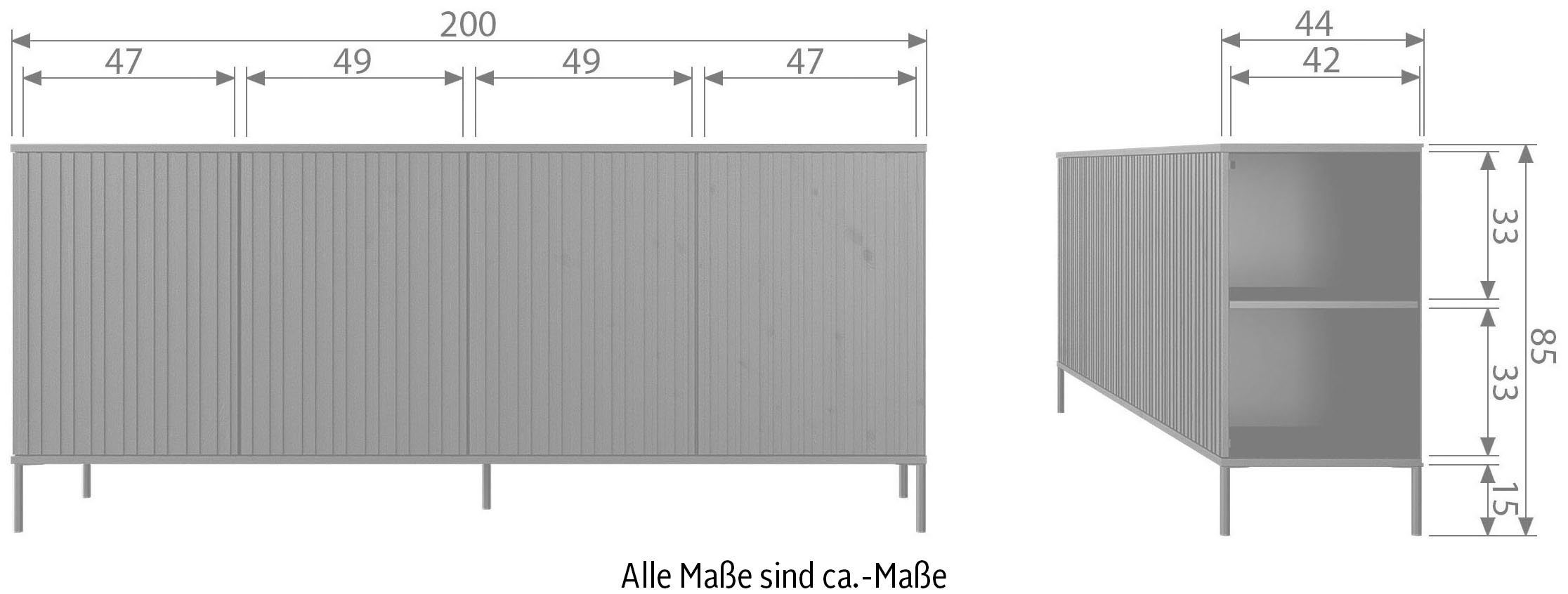 WOOOD Dressoir New Gravure Commode met grafische reliëfdeuren, H 85 cm x B 200 cm