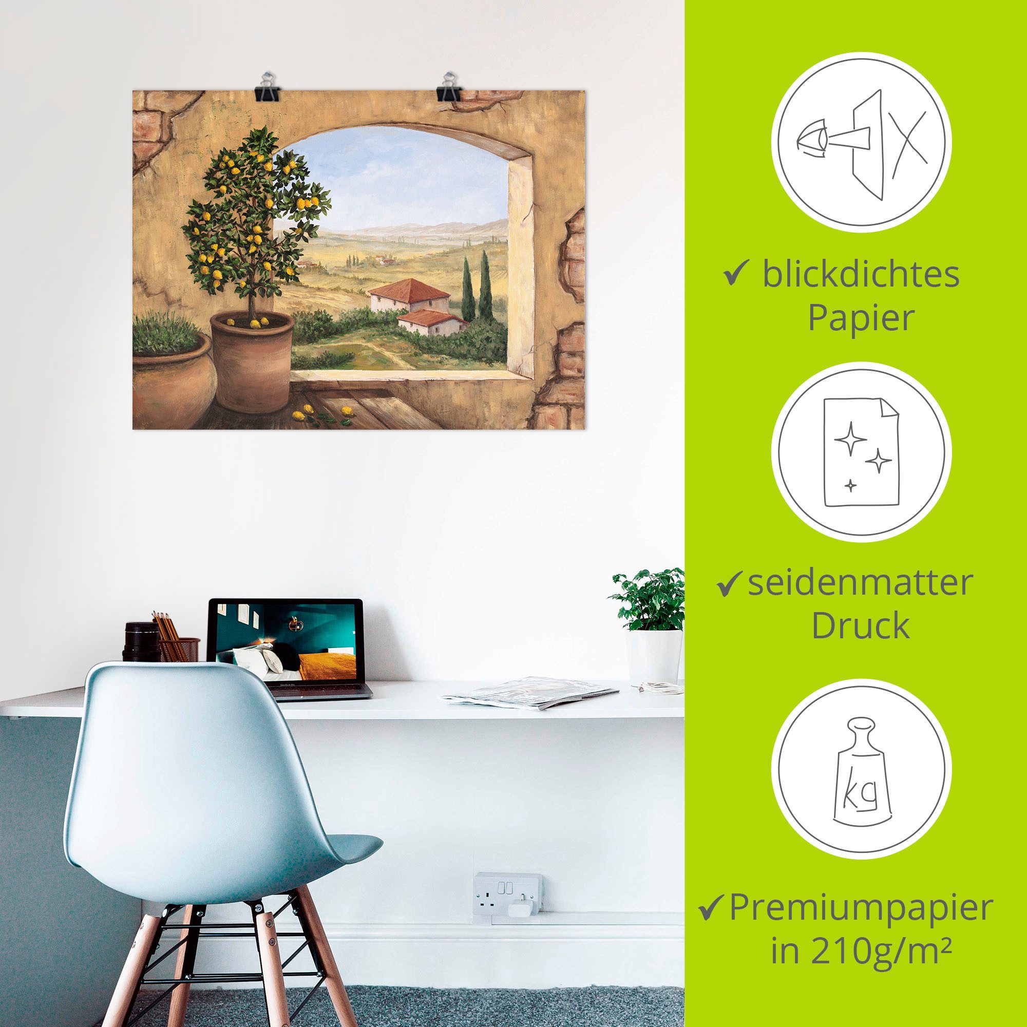 Artland Artprint Raam in Toscane als artprint van aluminium, artprint voor buiten, artprint op linnen, poster, muursticker