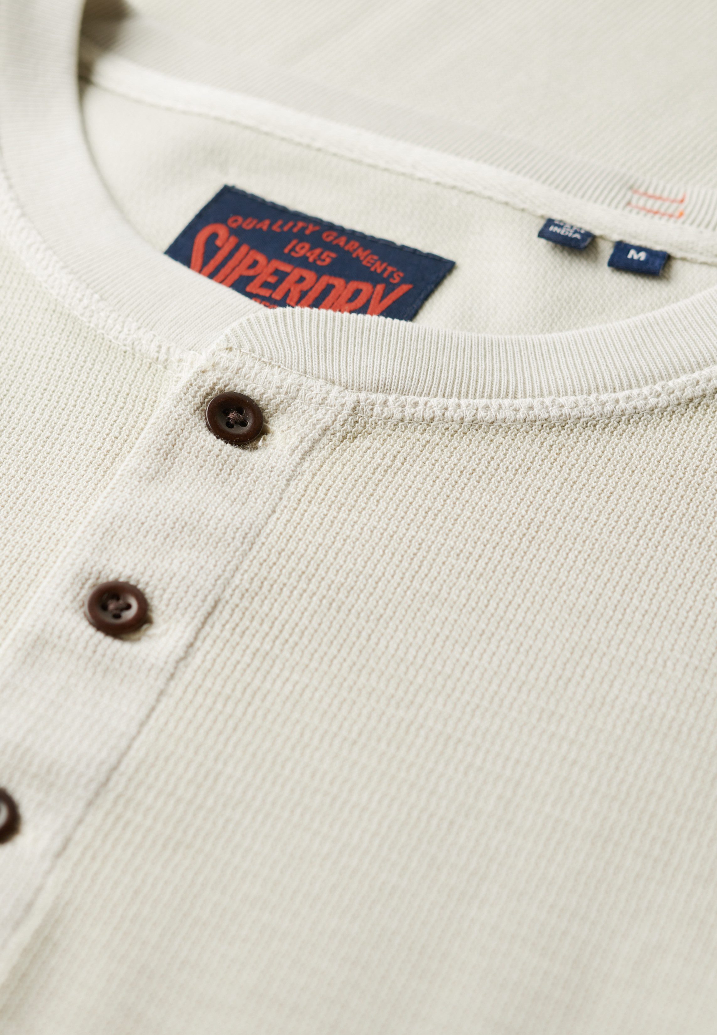Superdry Shirt met lange mouwen WAFFLE LONG SLEEVE HENLEY TOP