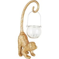 leonique decoratief figuur aap met windlicht goud