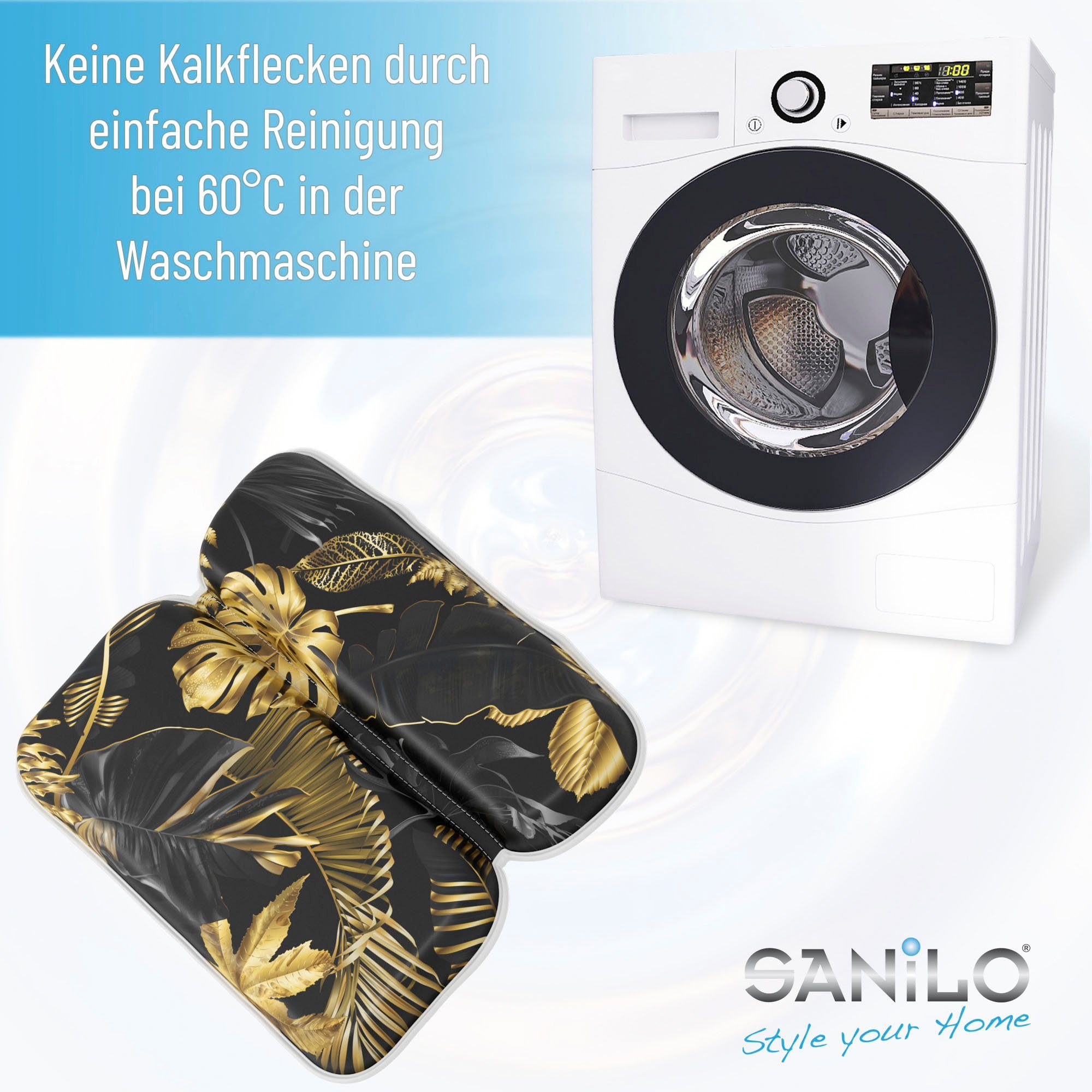 Sanilo Nekkussen Badkussen Golden Leaves comfortabel, antislip, volle kleuren, met 7 prima zuignappen