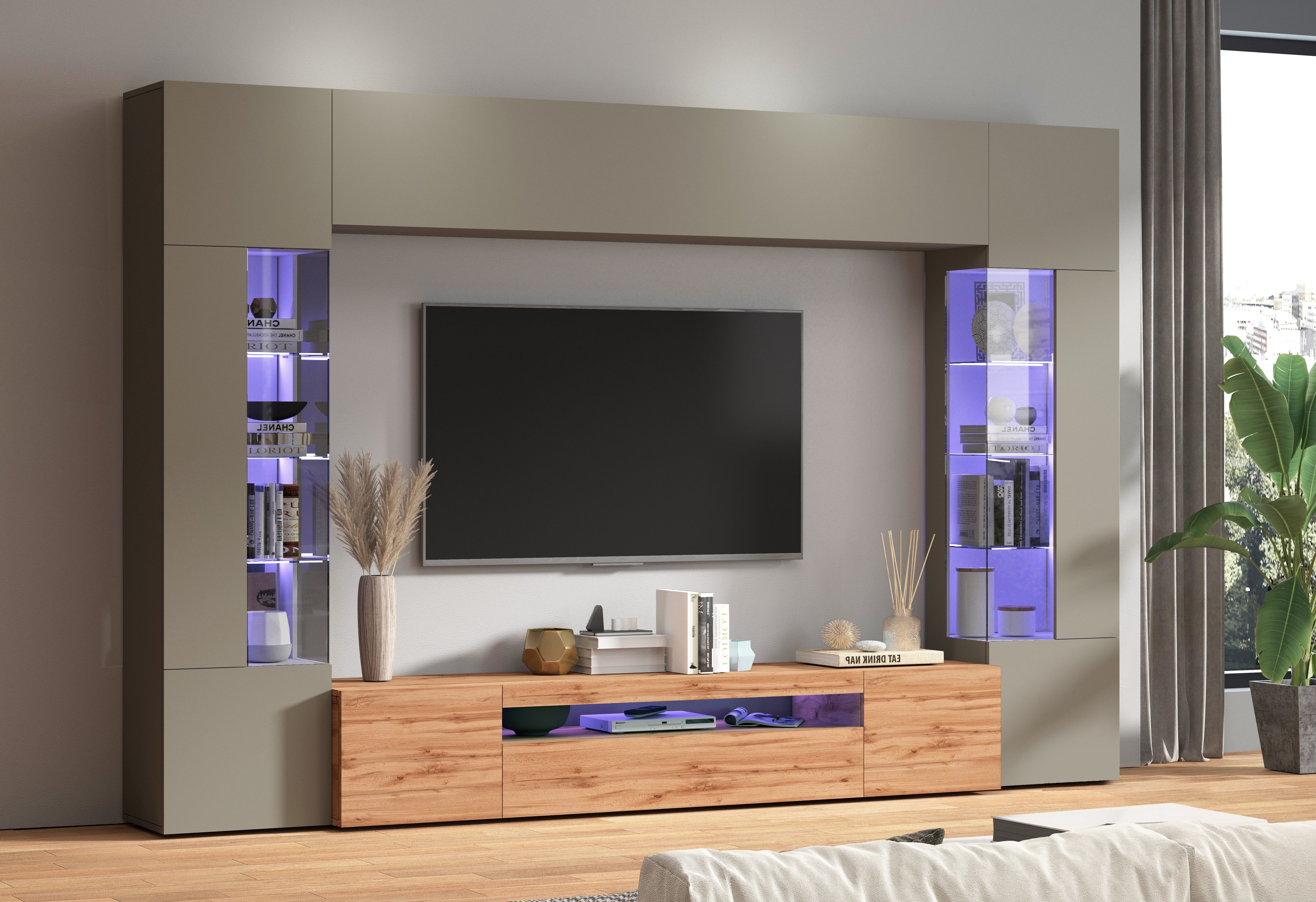 INOSIGN Wandmeubel New Egypt bestaande uit 2 opbergvitrines, 1 lowboard, 1 hangkast (4-delig)