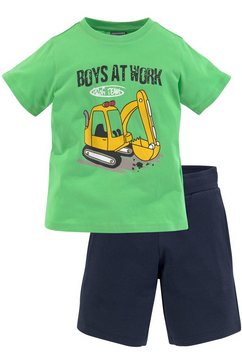 kidsworld shirt  short boys at work (set, 2-delig) groen