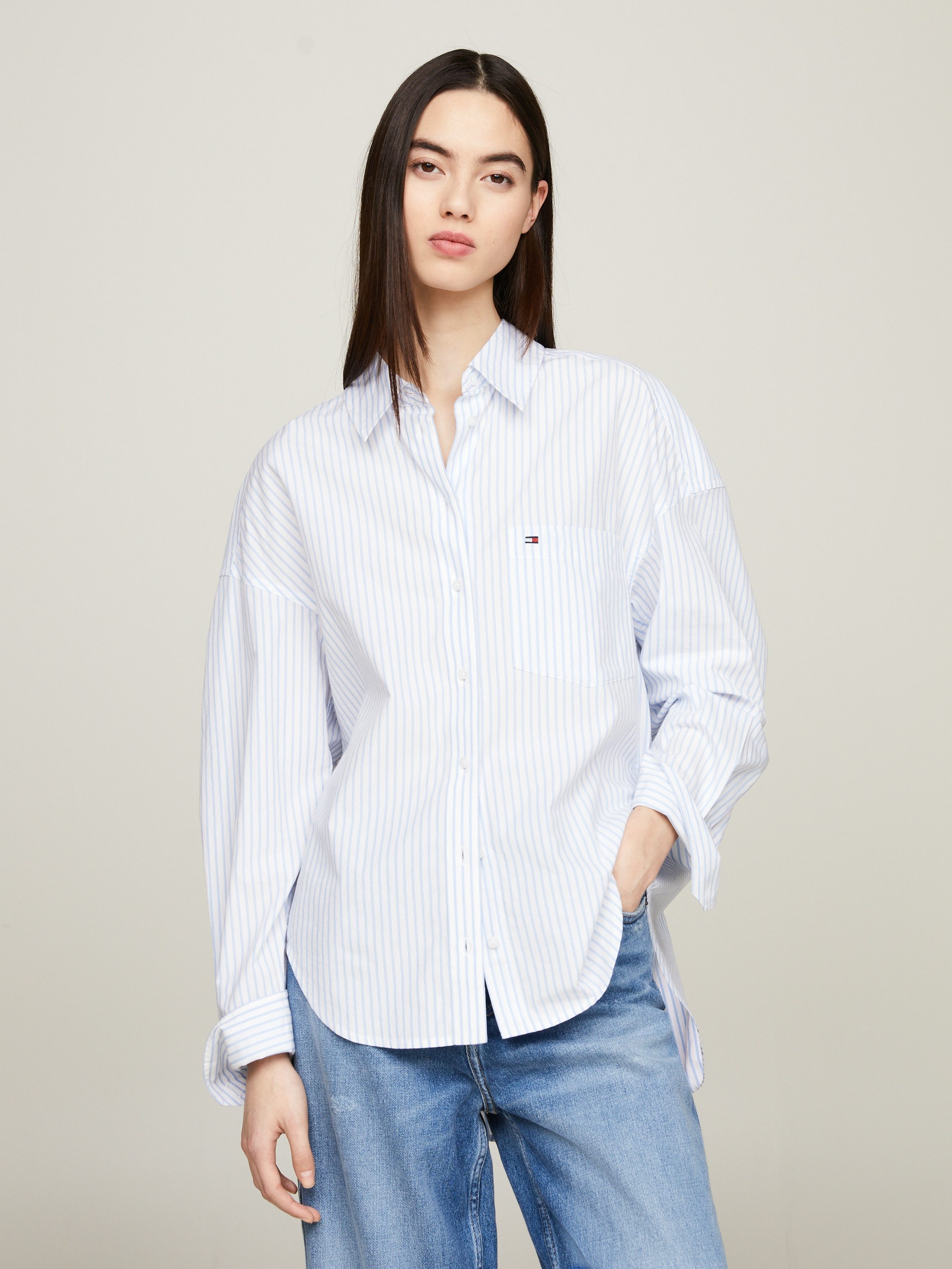 TOMMY JEANS Top TJW SP OVR STRIPE SHIRT Met TOMMY JEANS-merklabel