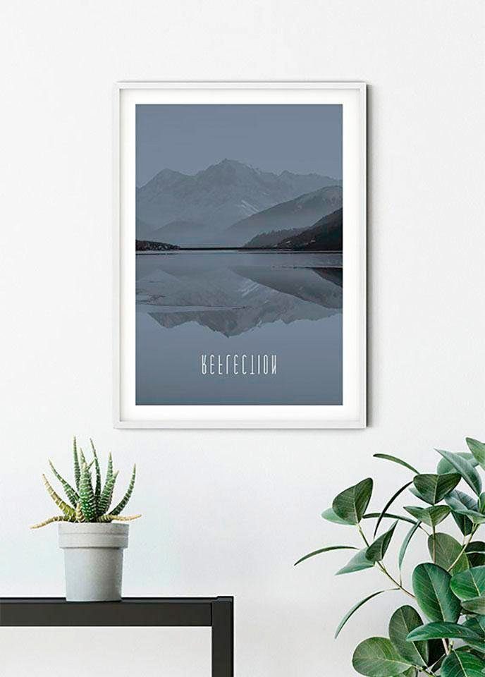 Komar Wanddecoratie Word Lake Reflection Steel Wanddecoratie - zonder lijst (1 stuk)