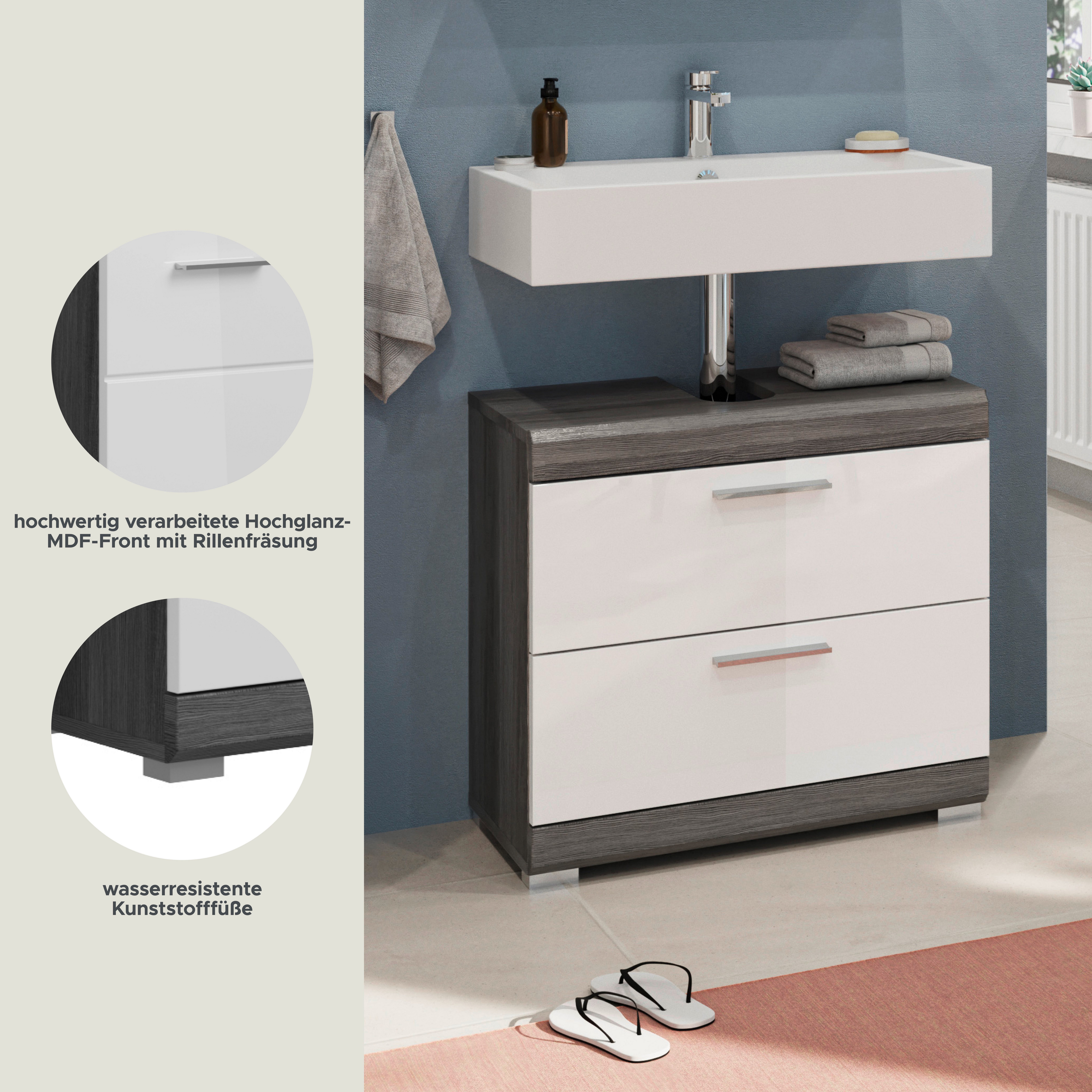 INOSIGN Wastafelonderkast Siena, breedte 60 cm, 2 deuren, 2 vakken, met sifonaansluiting, MDF-front in verschillende kleuren verkrijgbaar, badkamermeubels, badkamerkast, commode, badkamer (1 stuk)