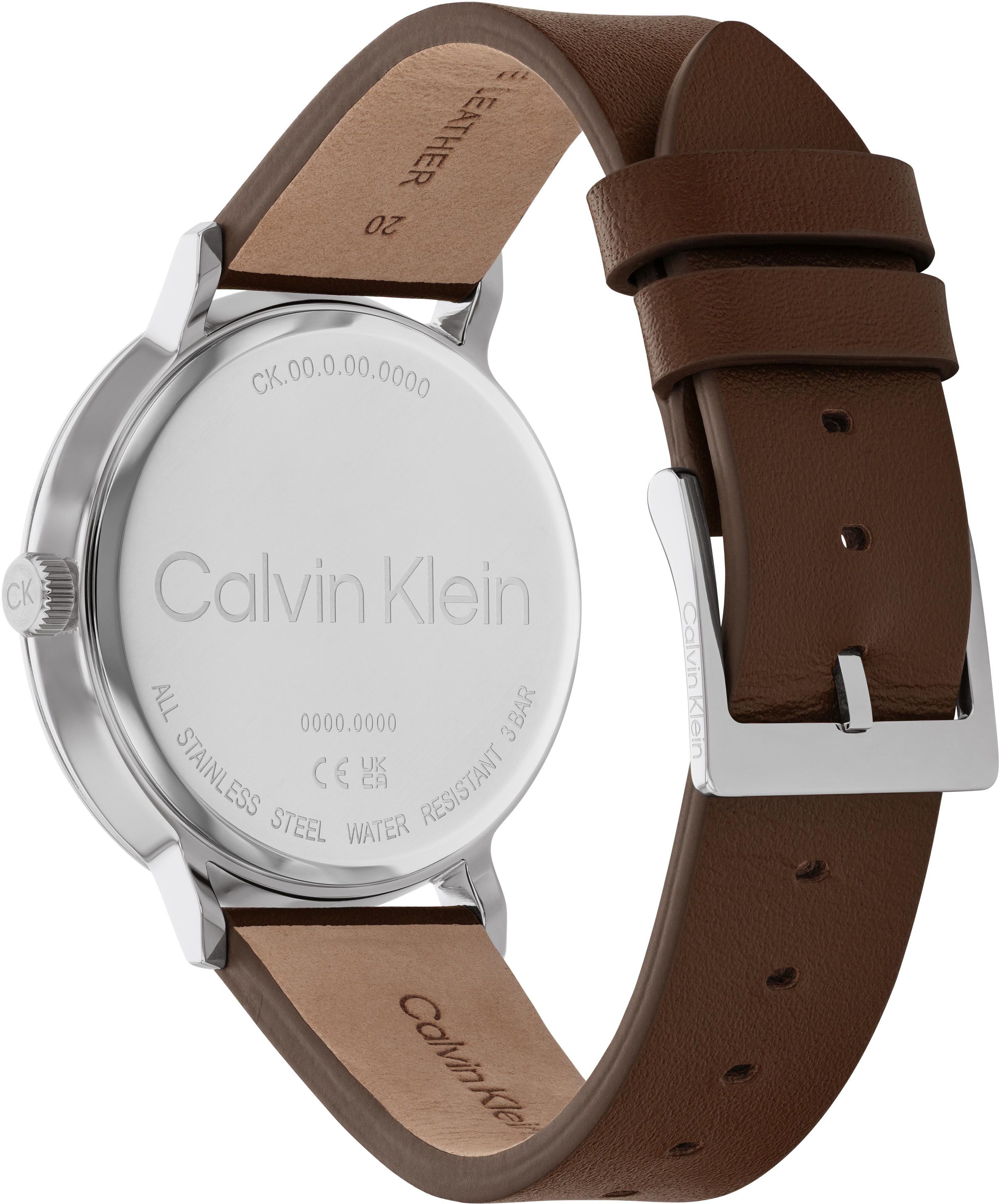 Calvin Klein Kwartshorloge Modern Polshorloge, herenhorloge, leren band, mineraalglas, analoog