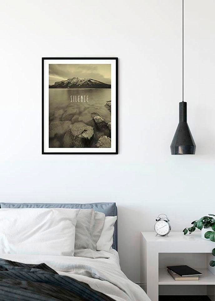 Komar Wanddecoratie Word Lake Silence zandkleur Wanddecoratie - zonder lijst (1 stuk)