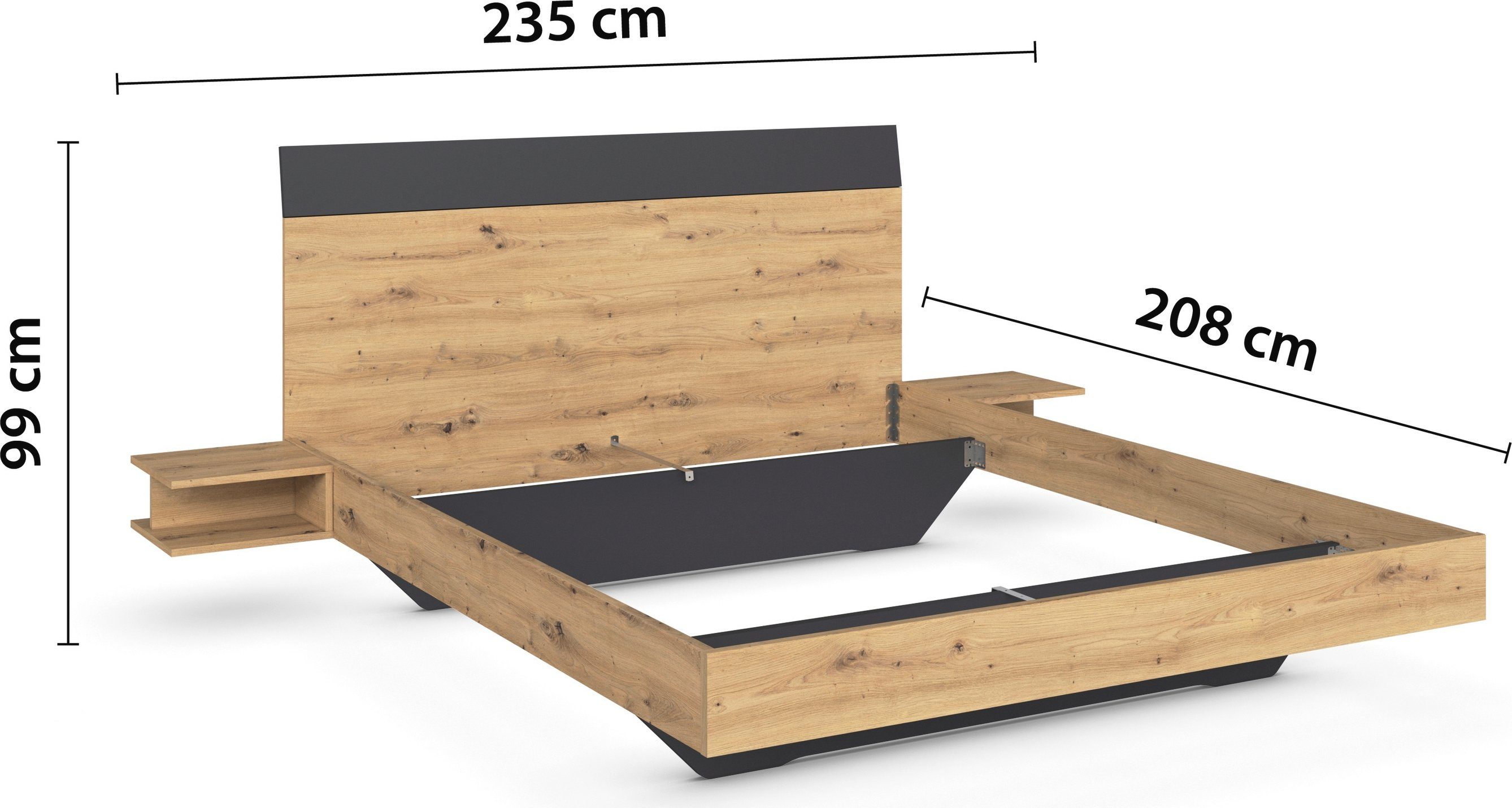 rauch Slaapkamerserie Monza met schuifdeurkast breedte 218 cm, bedcombinatie in 2 breedtes