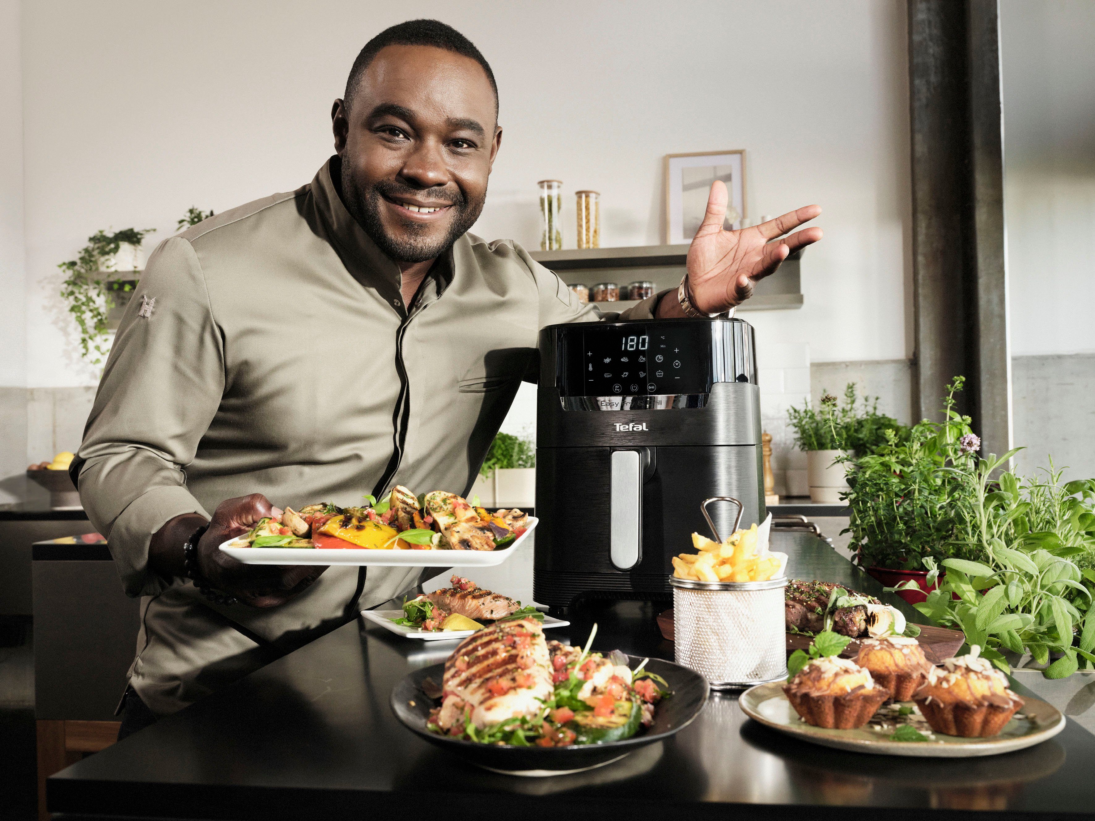 Tefal Airfryer Easy Fry & Grill Precision Heteluchtfriteuse & grill, display, 4,2 L, 8 programma's, EY5058