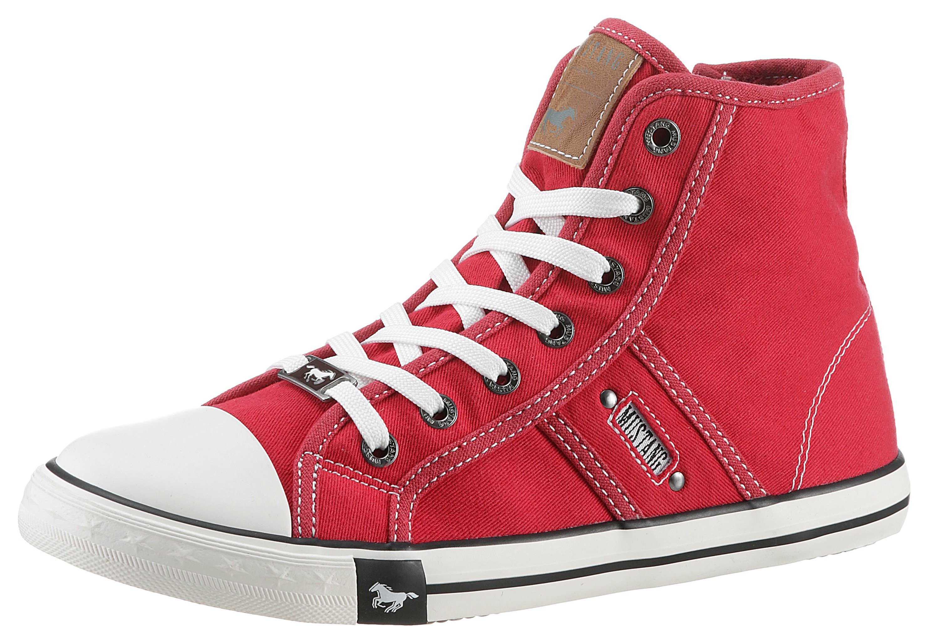 Mustang Shoes Sneakers High-Top-Sneaker, Vrijetijdsschoen high top-sneaker, veterschoen met label in de loopzool