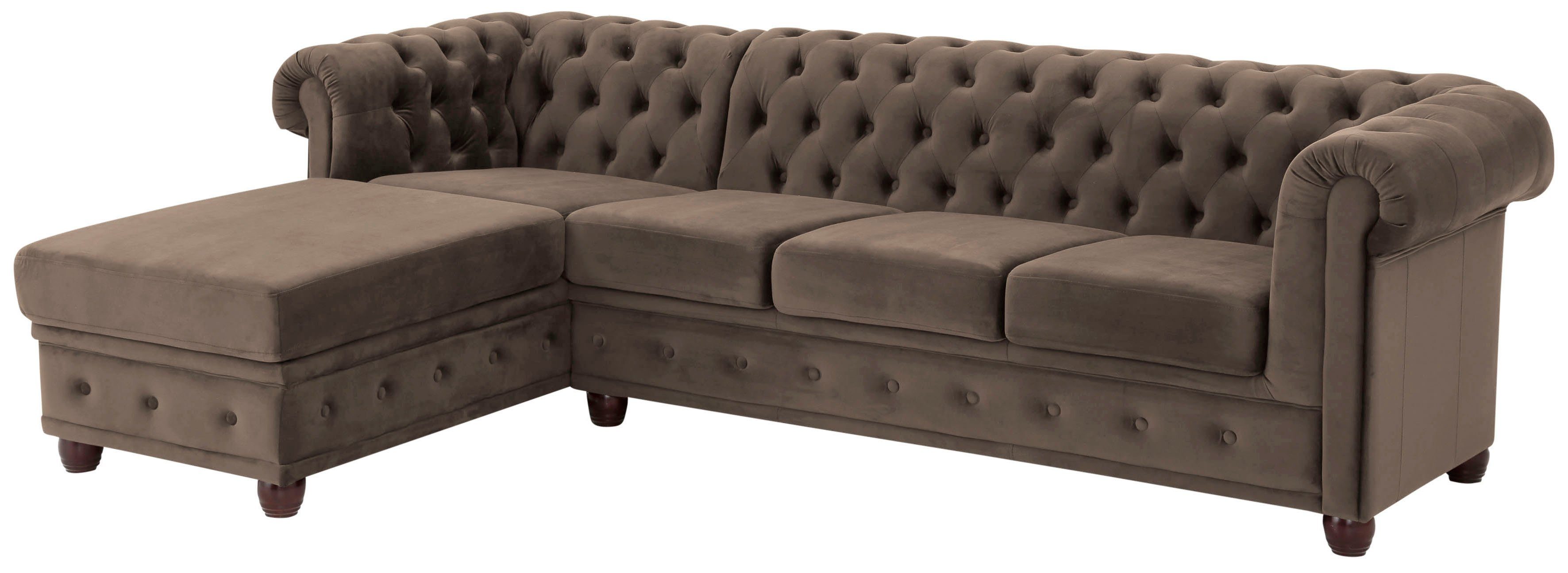 Home affaire Chesterfield-bank New Castle L-vorm hoogwaardige capitonnage in chesterfield-design, bxdxh: 255(171x72)