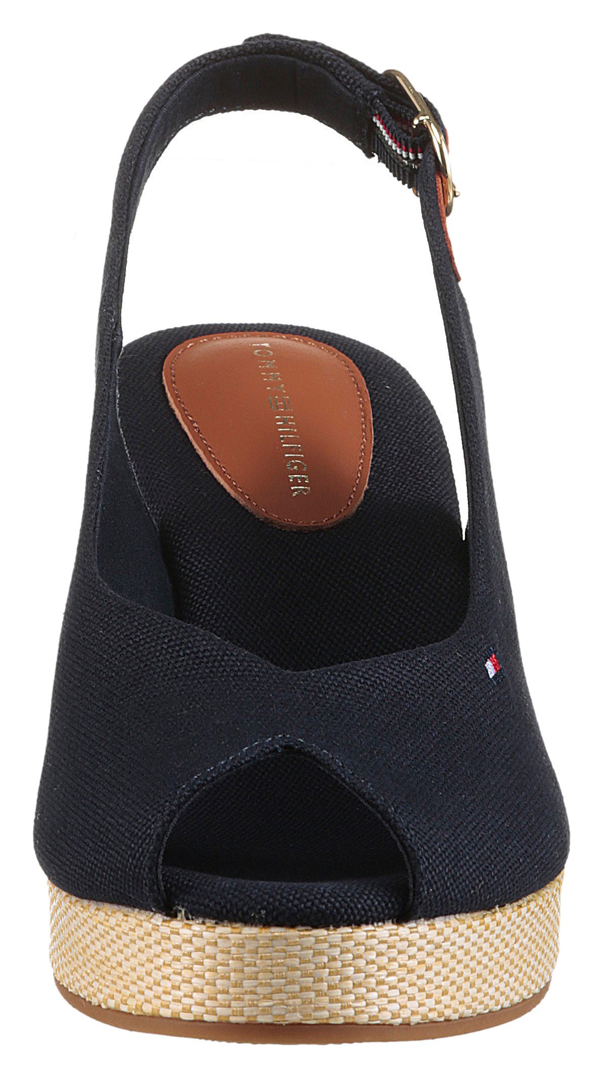 Tommy Hilfiger Sleehaksandaaltjes FLAG MID WEDGE ESPAD SLINGBACK , plateau, zomerschoen, riem-sandaal met verstelbare gesp
