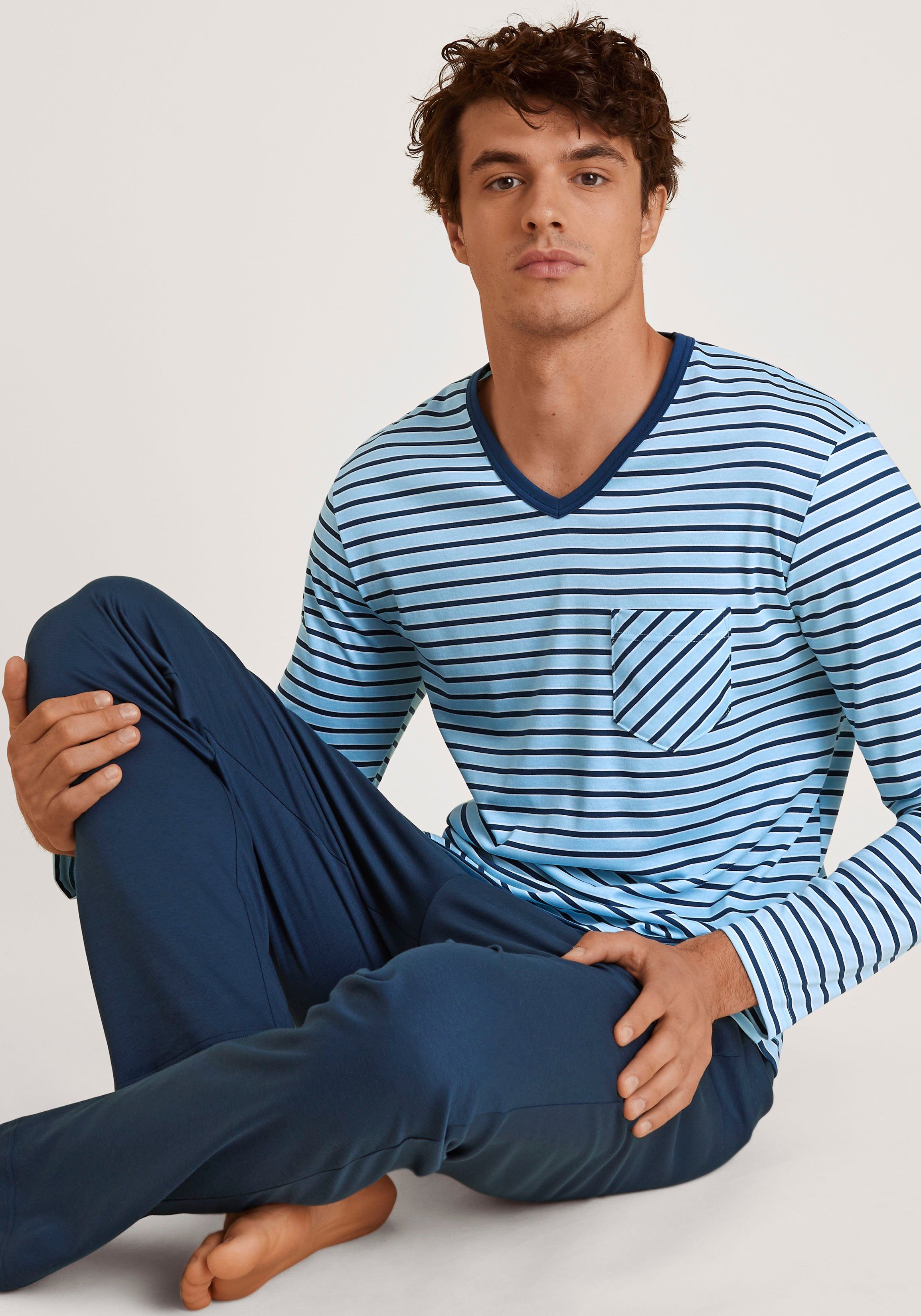 CALIDA Pyjama Relax Streamline met v-hals ontwerp (set, 2-delig)
