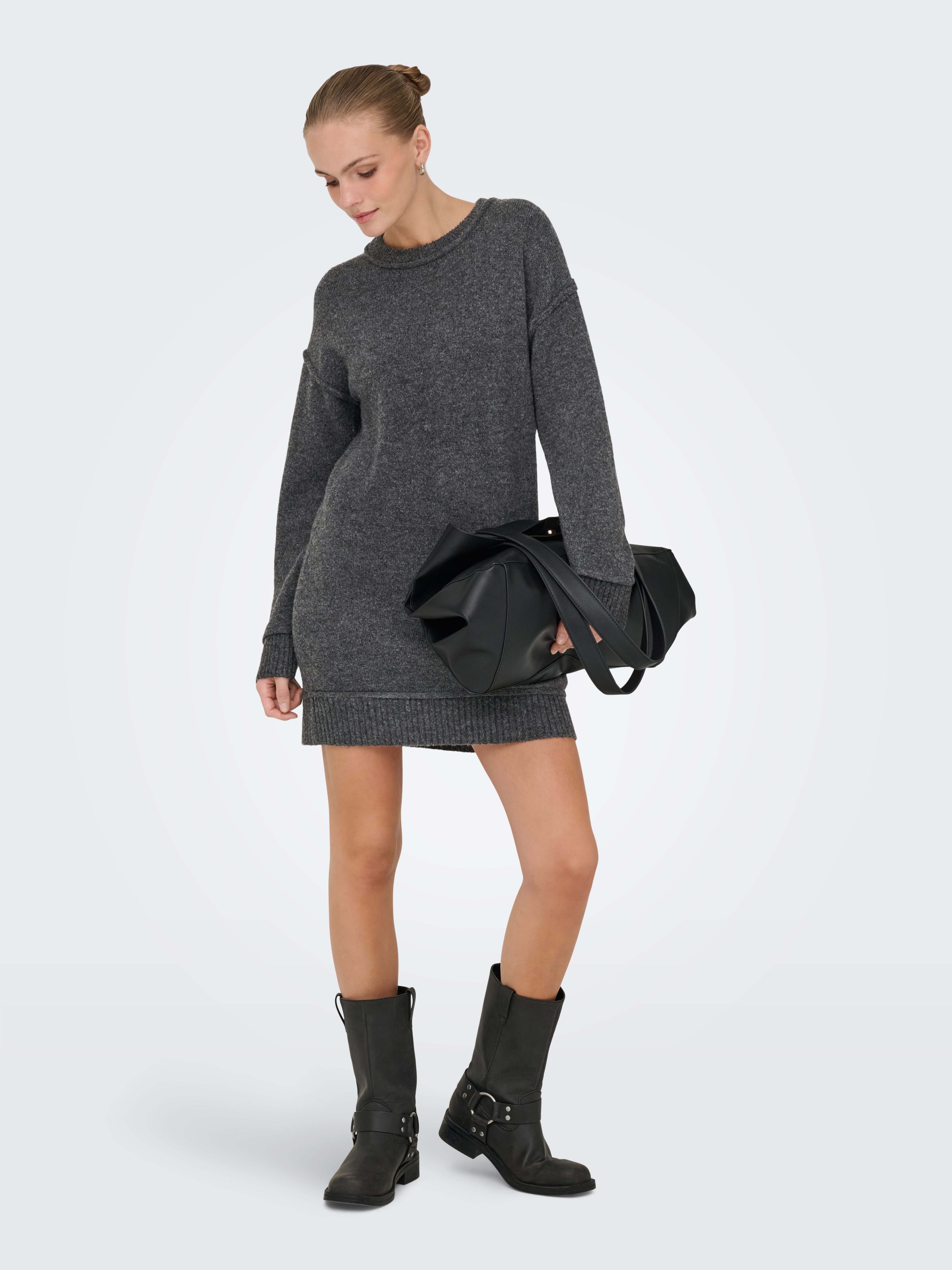 Only Midi-jurk ONLHAZEL LS O-NECK DRESS BF KNT