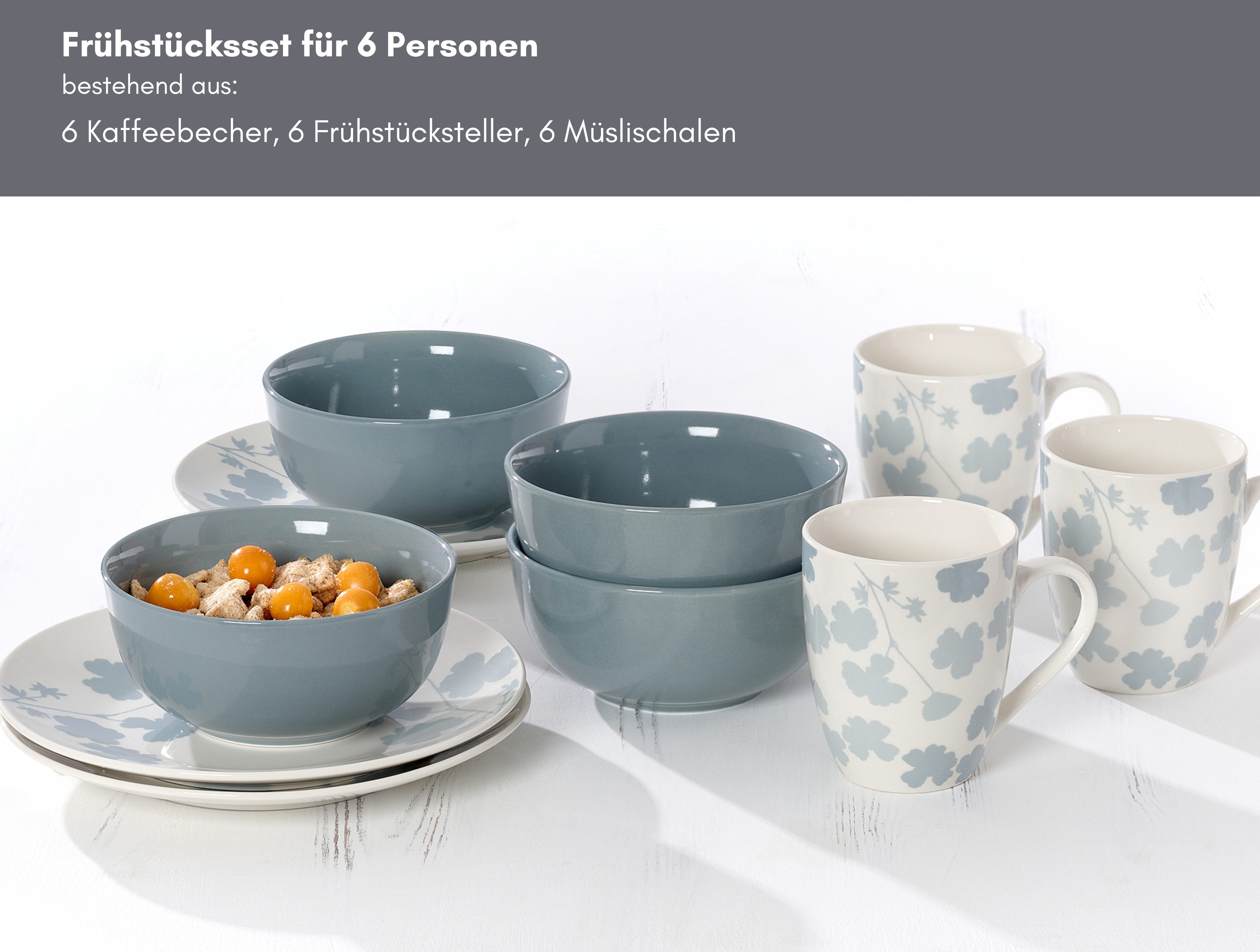 Ritzenhoff & Breker Ontbijtservies set Ida Landhuis/Scandi-stijl (set, 18-delig)