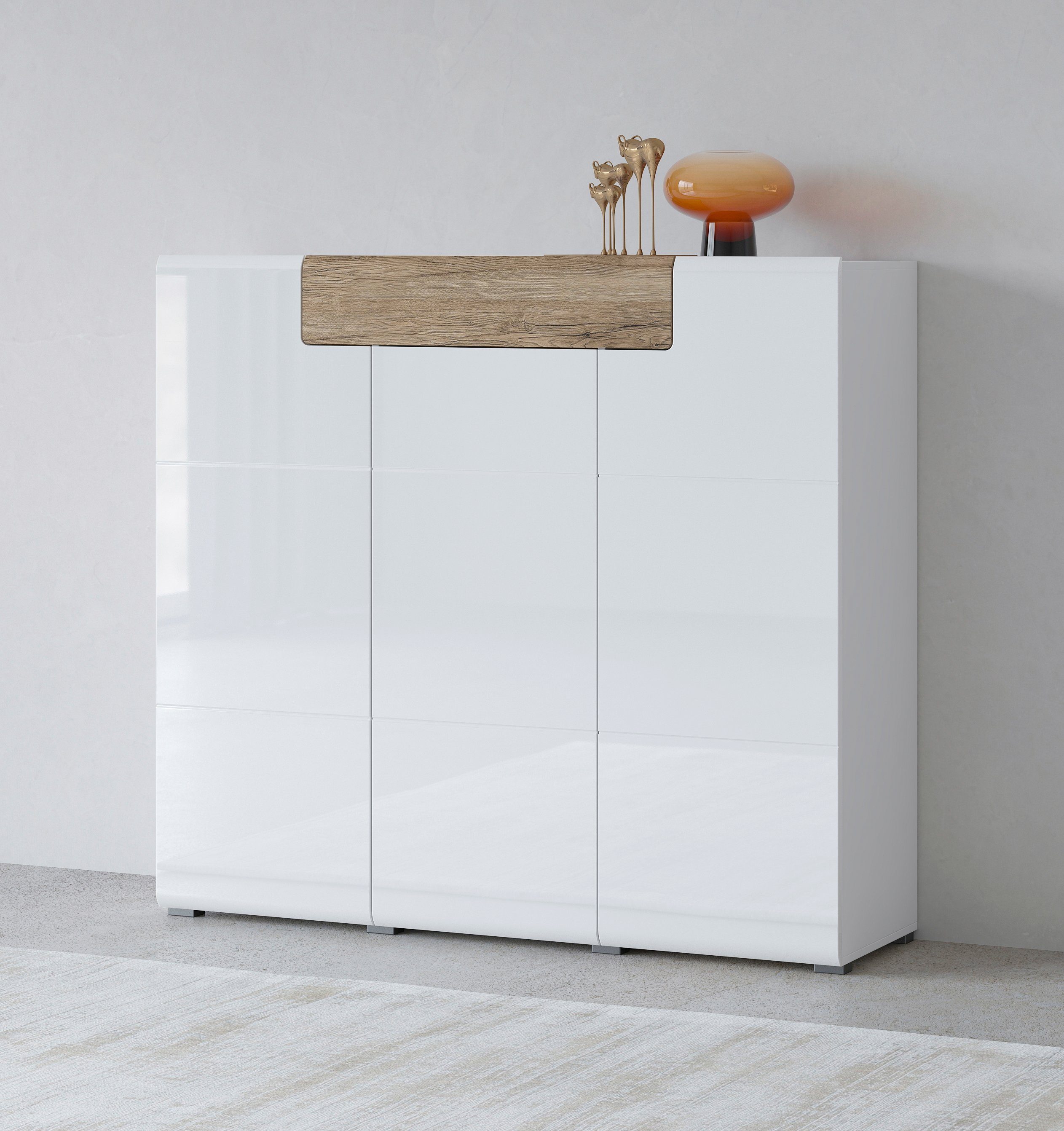 INOSIGN Highboard Toledo, breedte 147,5 cm, modieuze hoge kast met 3 deuren 1 lade highboards wit