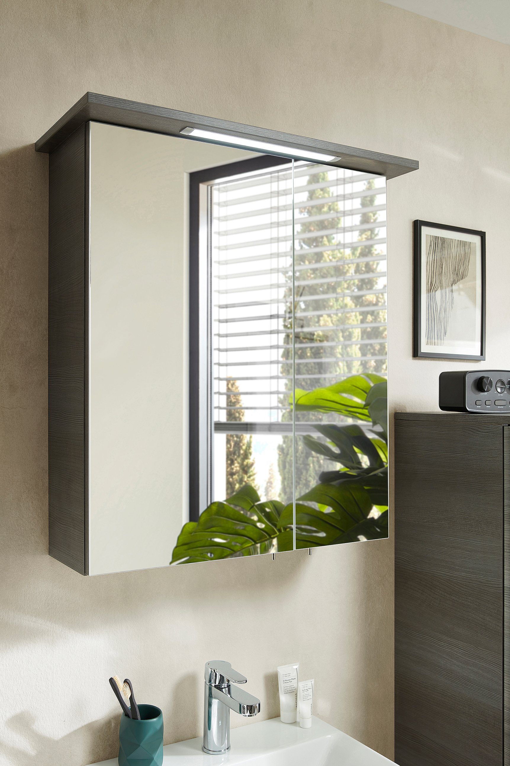 Saphir Badmeubelset Quickset 328 5-delig, met wastafelonderkast, led-spiegelkast (set, 5 stuks)